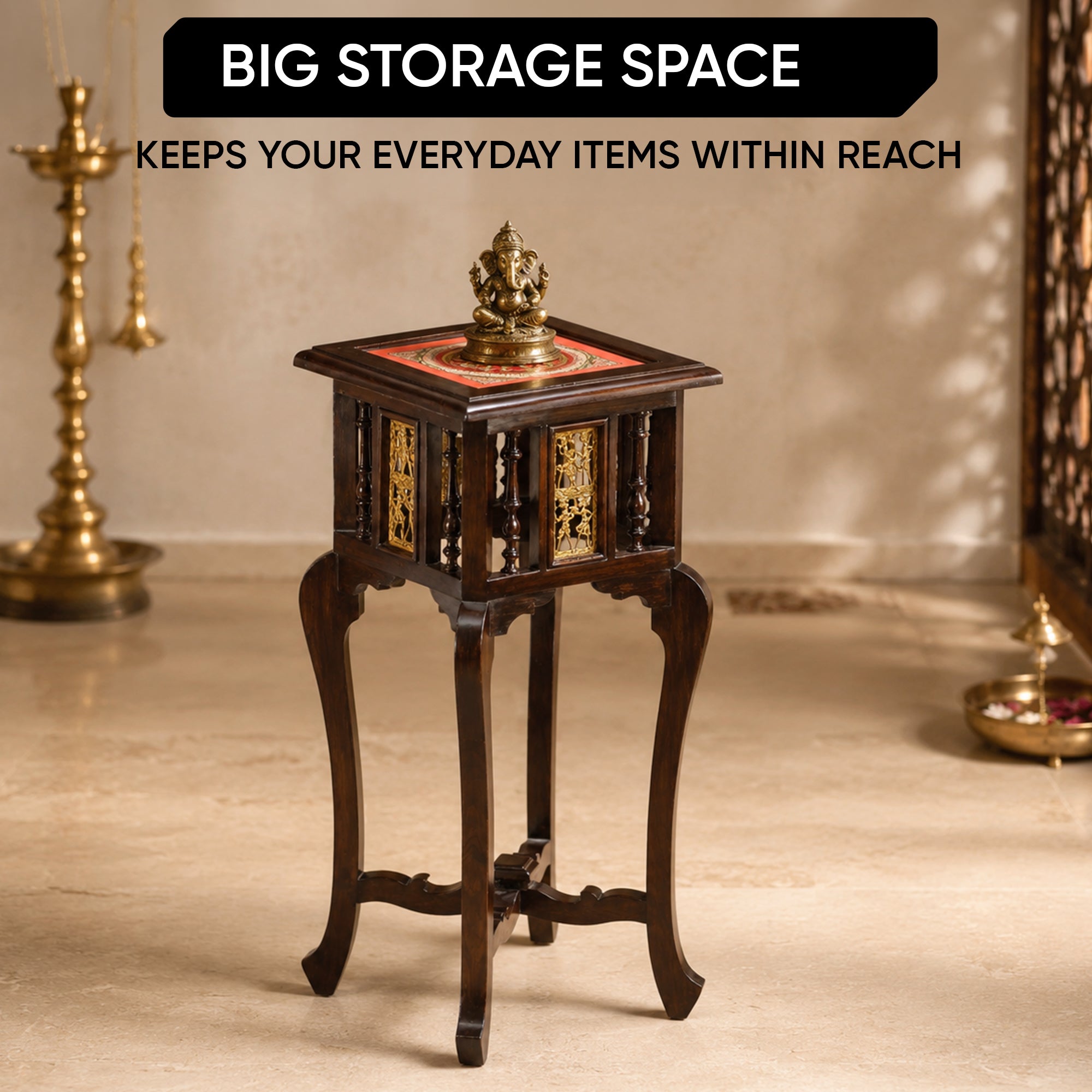 Shahi End Table in Teakwood with Walnut Finish (14x14x30)