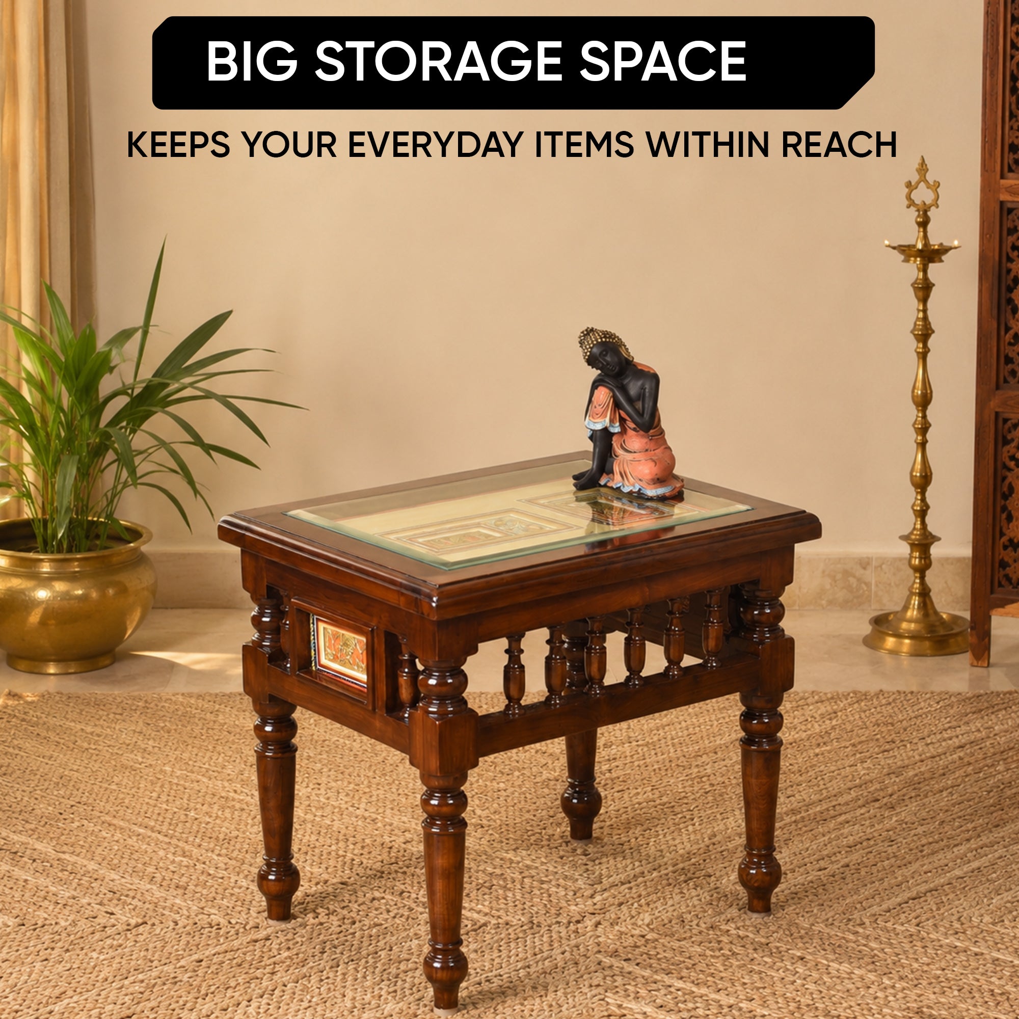 Yuva-I End Table in Teakwood with Walnut Finish