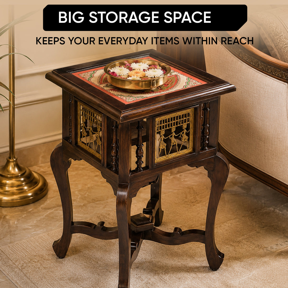Harbi End Table in Teakwood with Walnut Finish (16x16x24)