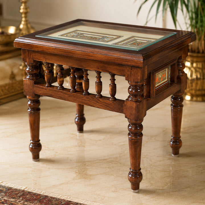 Yuva-I End Table in Teakwood with Walnut Finish