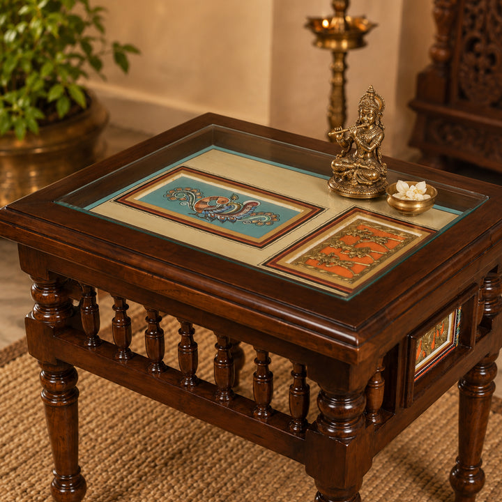 Yuva End Table in Teakwood with Walnut Finish