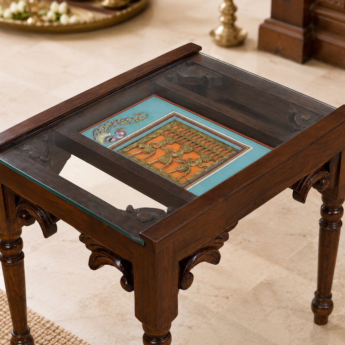 Yule-I End Table in Teakwood with Walnut Finish