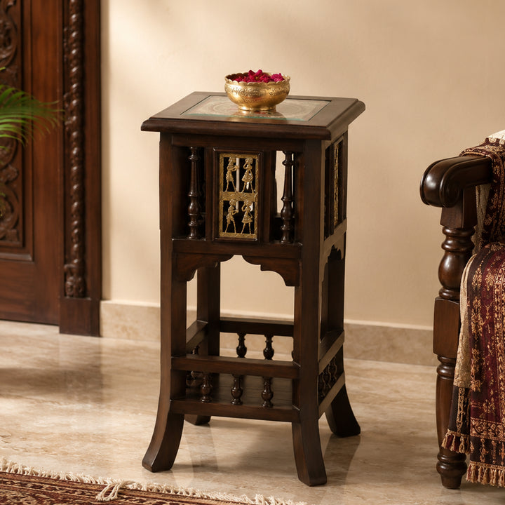 Nyra Planter Table in Teakwood with Walnut Finish (12x12x24)