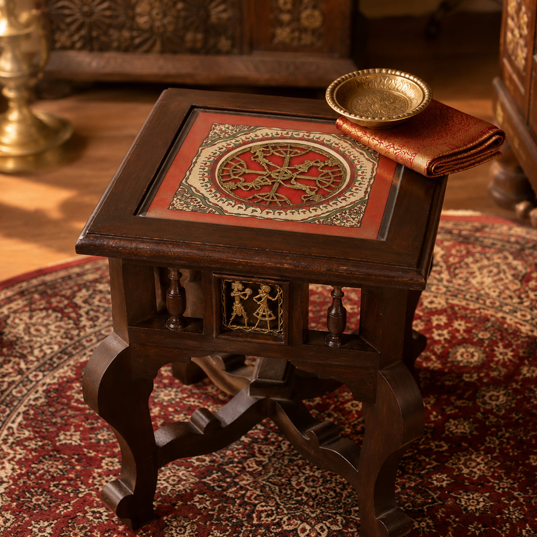 Yuge End Table in Teakwood with Walnut Finish (14x14x17)