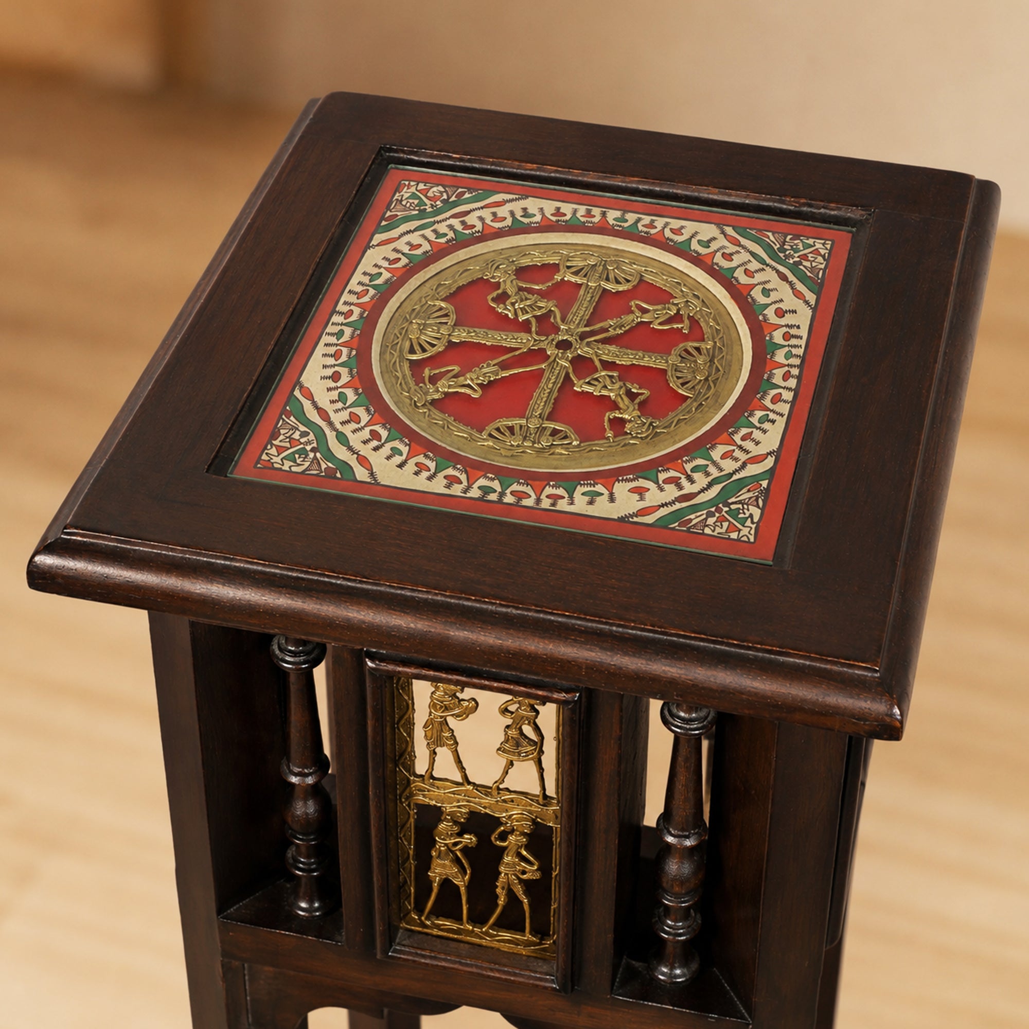Nyra-III Planter Table in Teakwood with Walnut Finish (12x12x36)