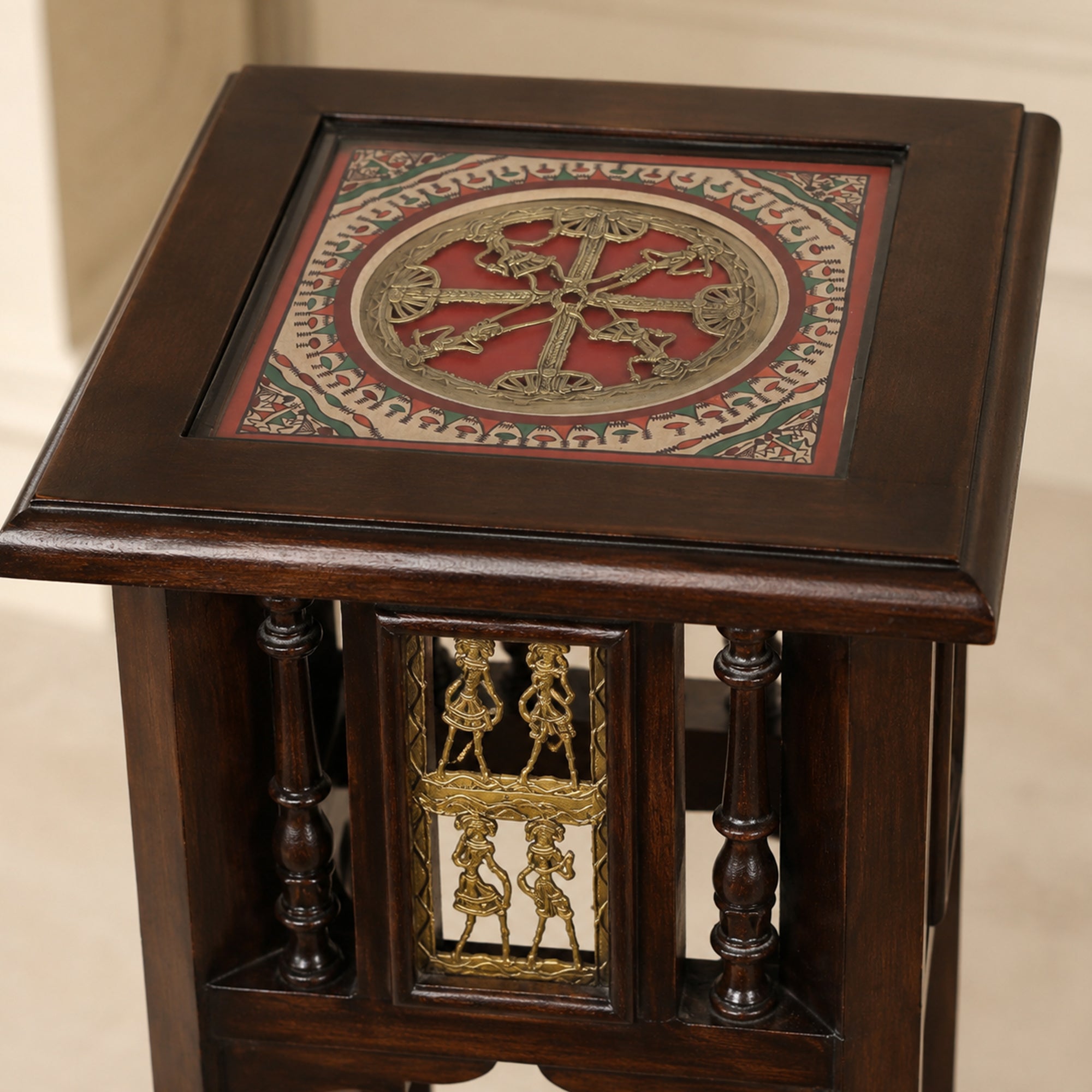 Nyra-II Planter Table in Teakwood with Walnut Finish (12x12x30)