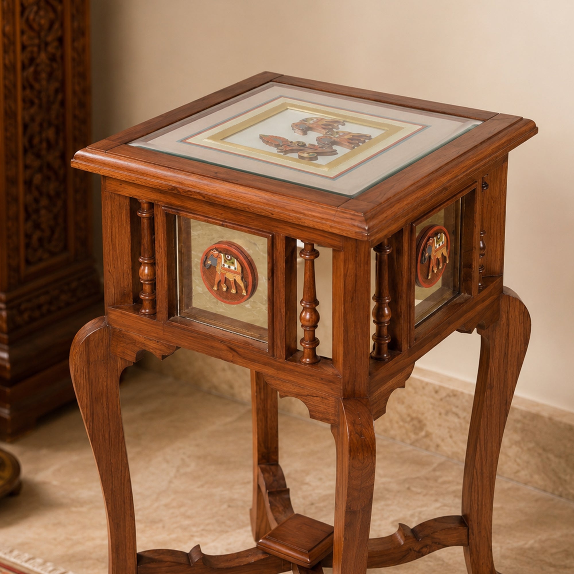 Nirvan-I End Table in Teakwood with Walnut Finish