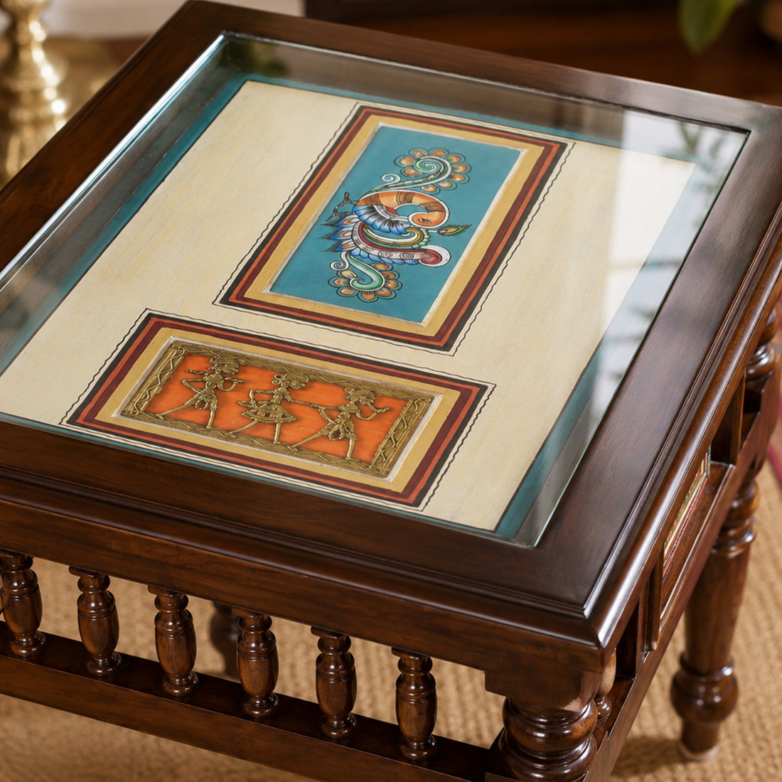 Yuva End Table in Teakwood with Walnut Finish