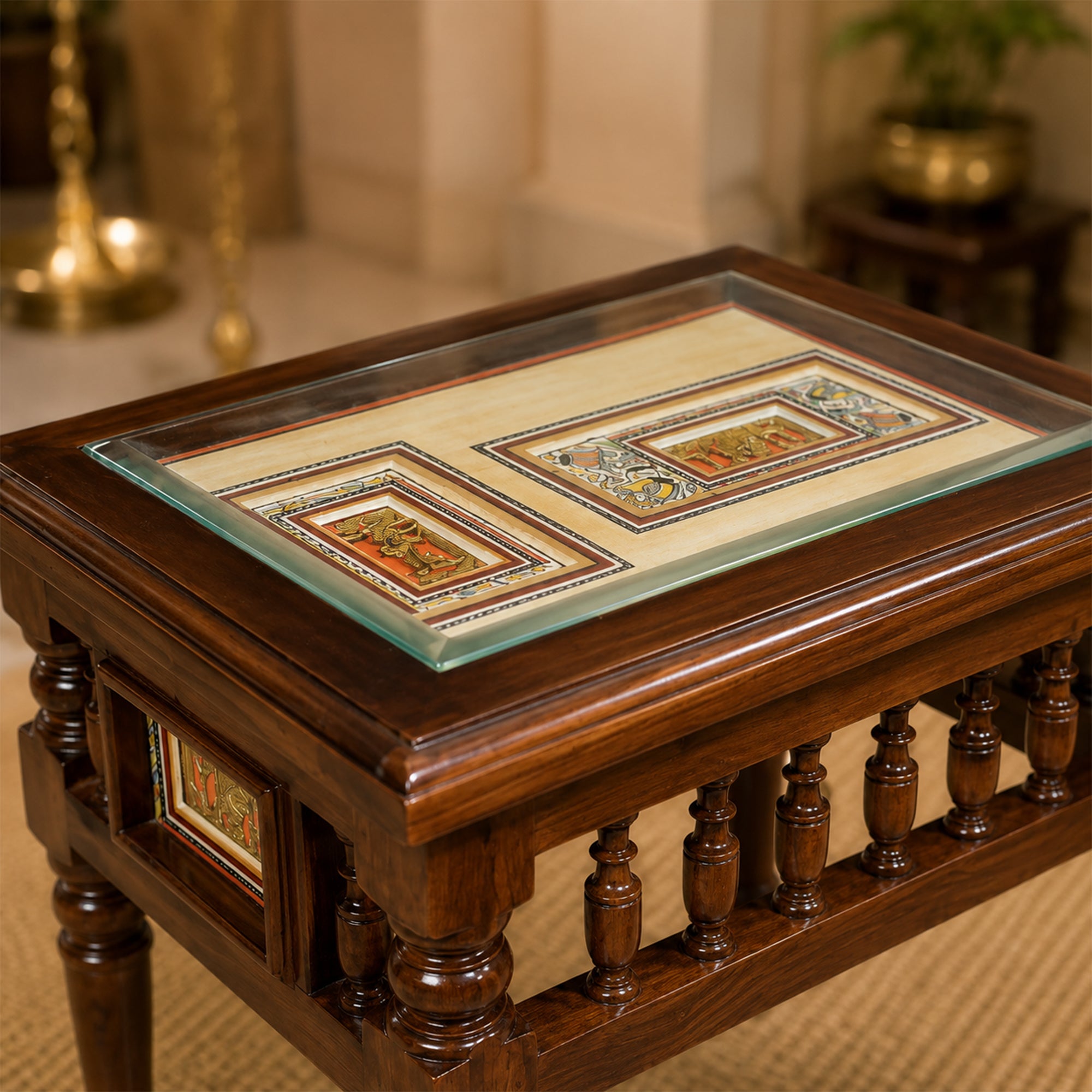 Yuva-I End Table in Teakwood with Walnut Finish