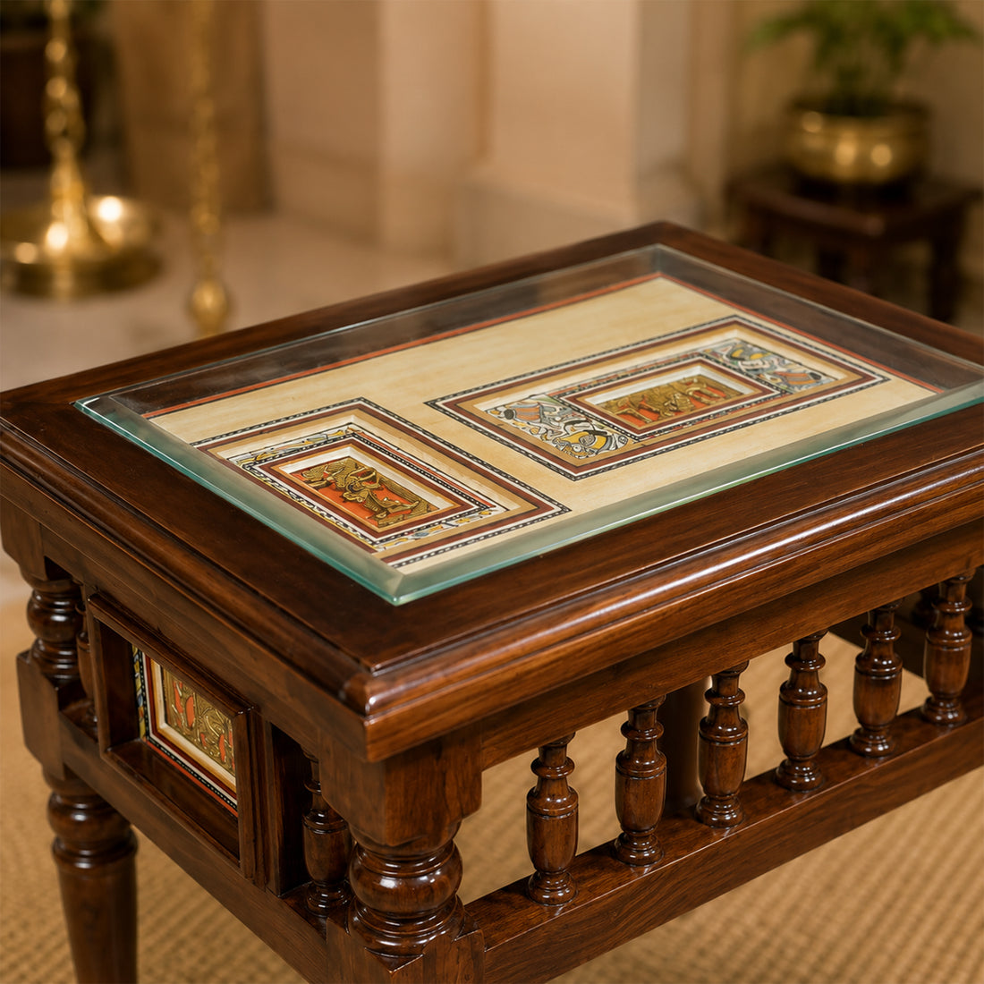 Yuva-I End Table in Teakwood with Walnut Finish