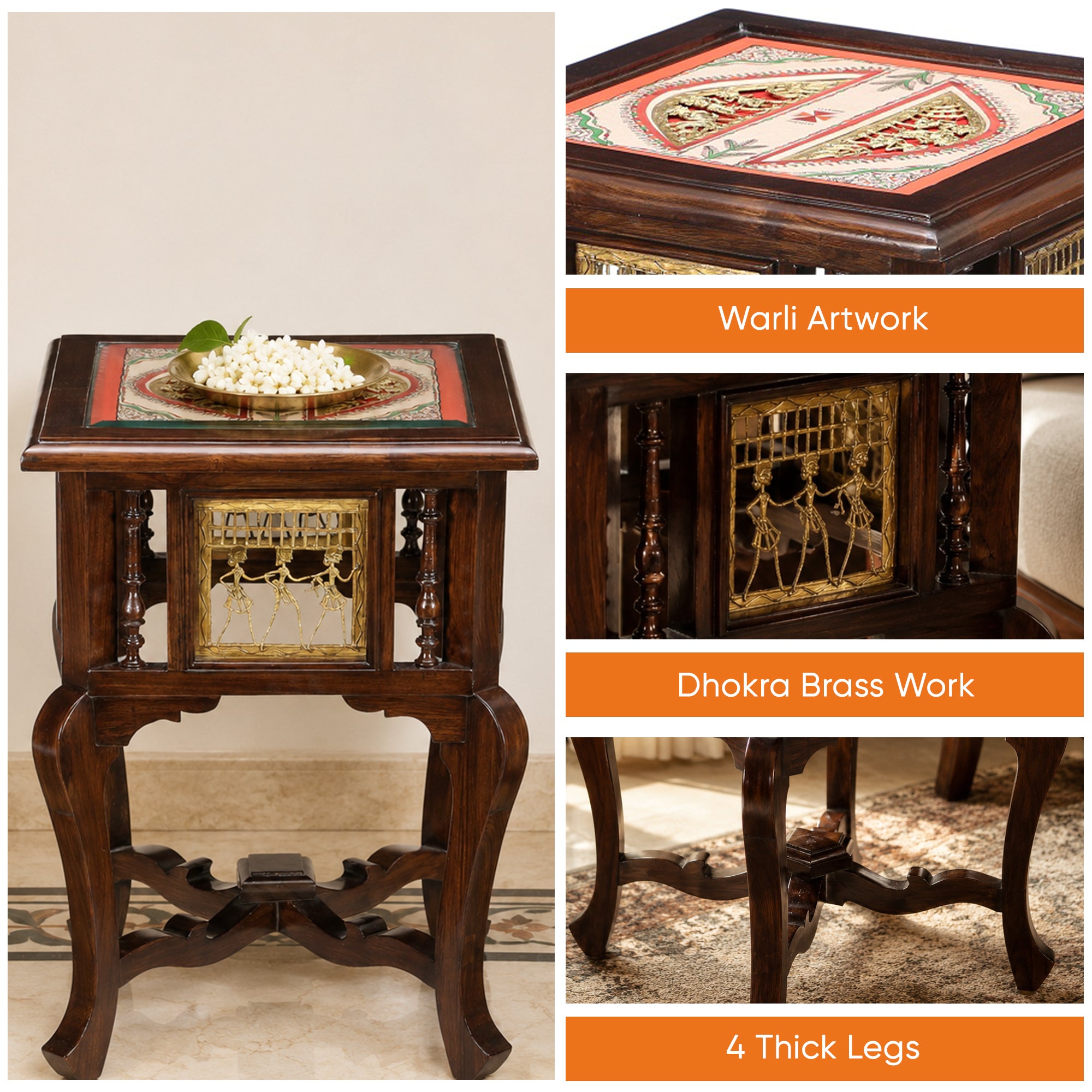 Harbi End Table in Teakwood with Walnut Finish (16x16x24)