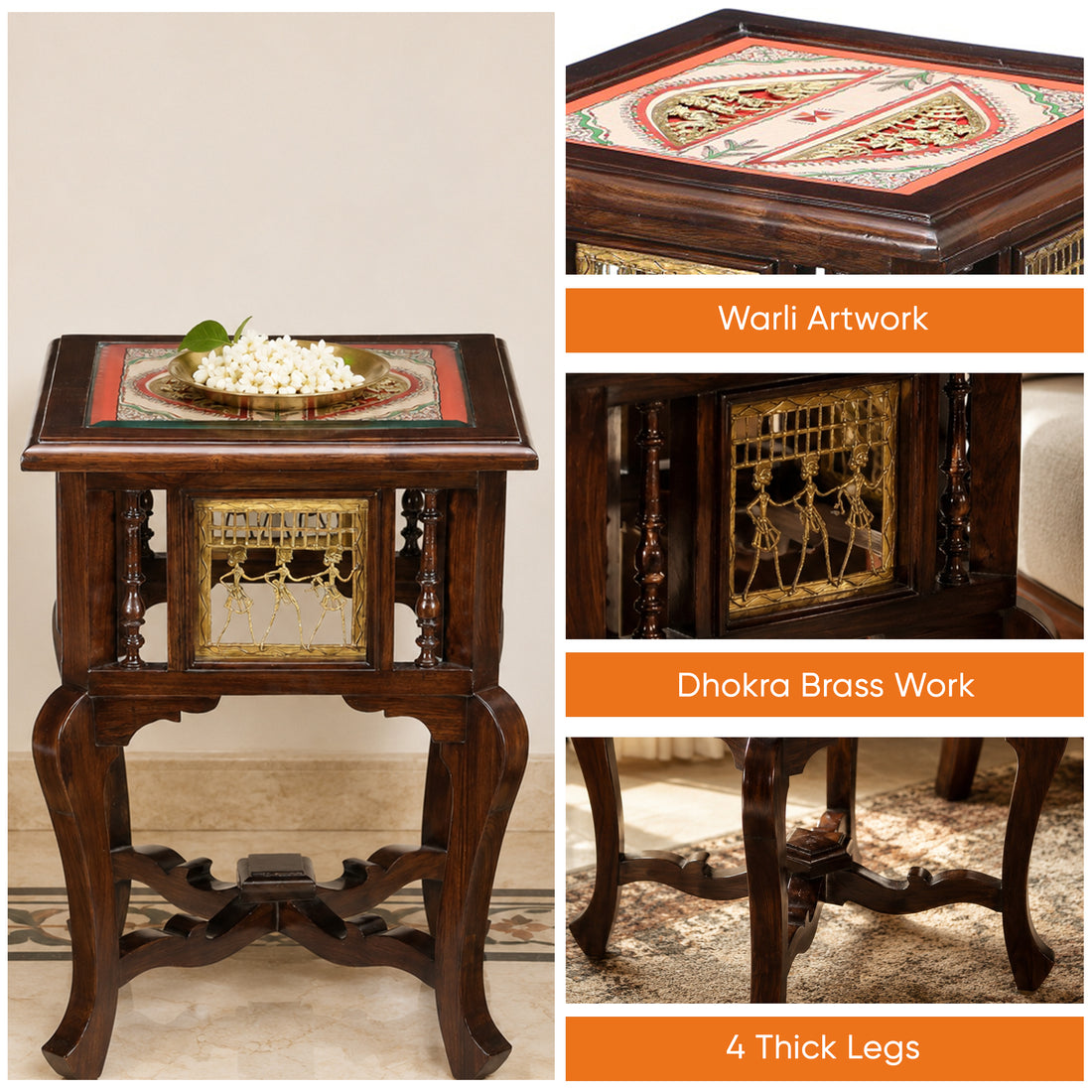 Harbi End Table in Teakwood with Walnut Finish (16x16x24)