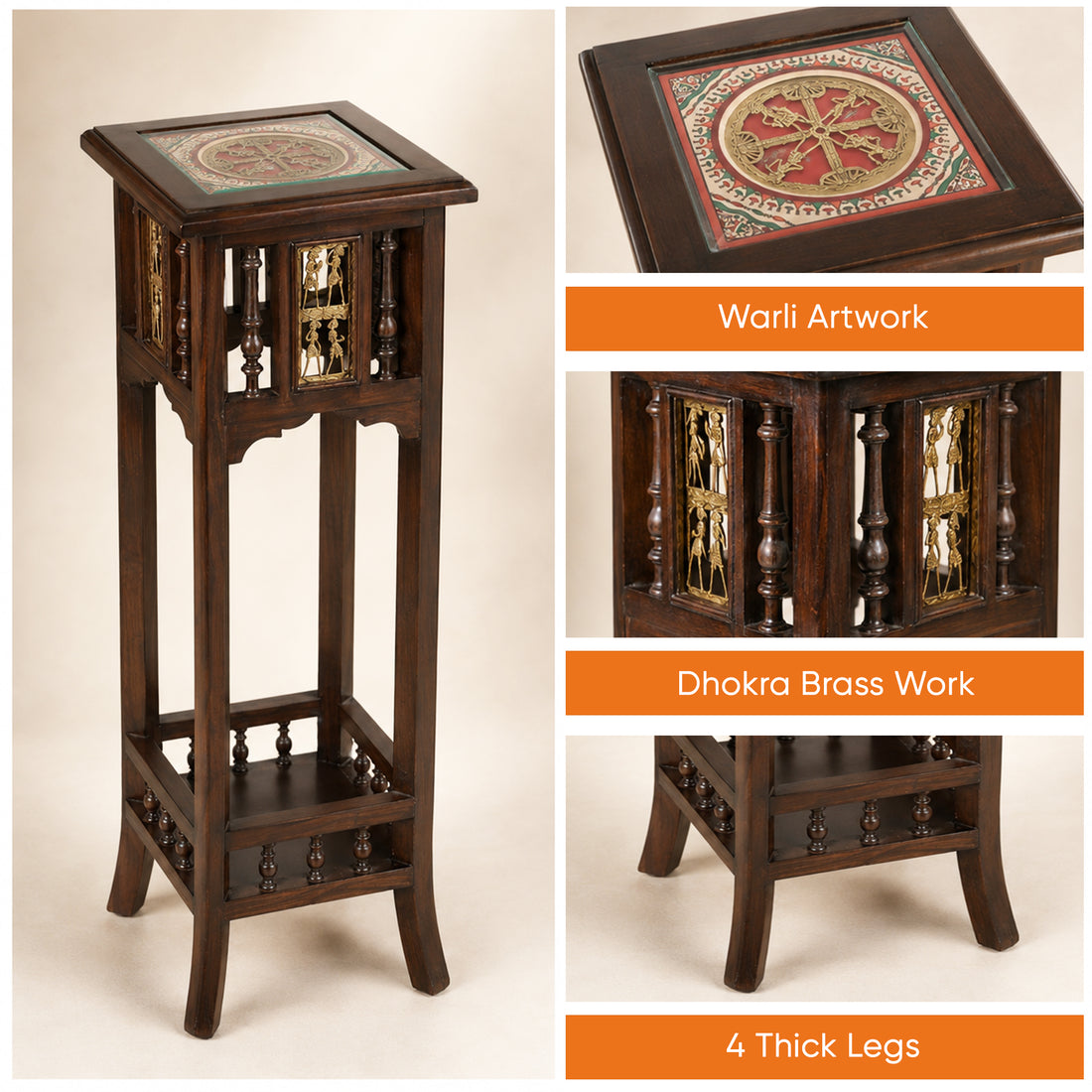 Nyra-III Planter Table in Teakwood with Walnut Finish (12x12x36)