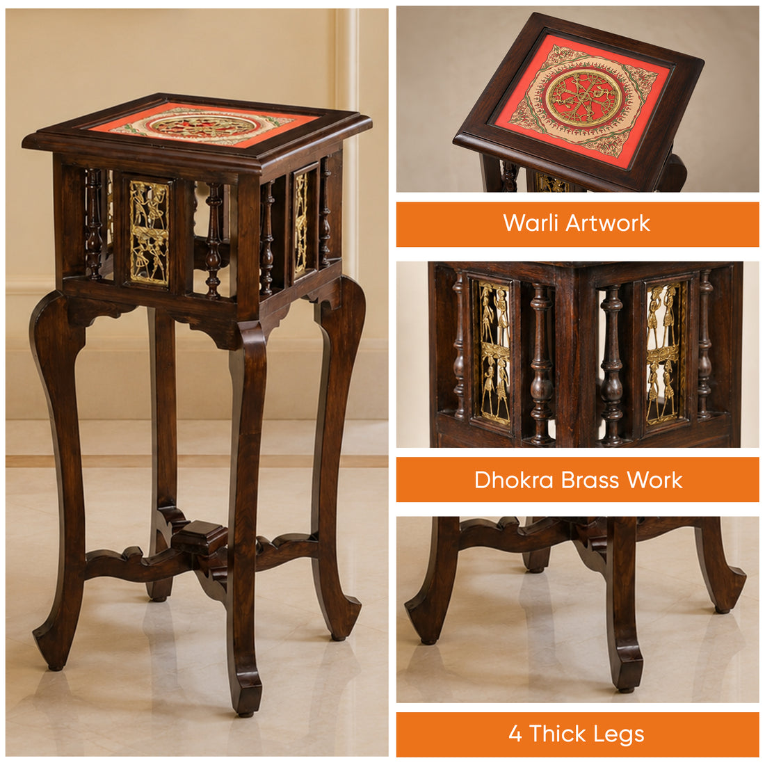 Shahi End Table in Teakwood with Walnut Finish (14x14x30)