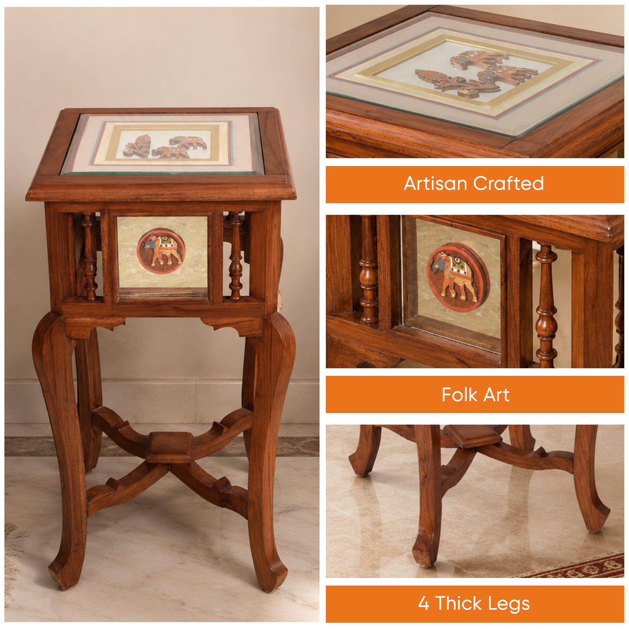 Nirvan-I End Table in Teakwood with Walnut Finish