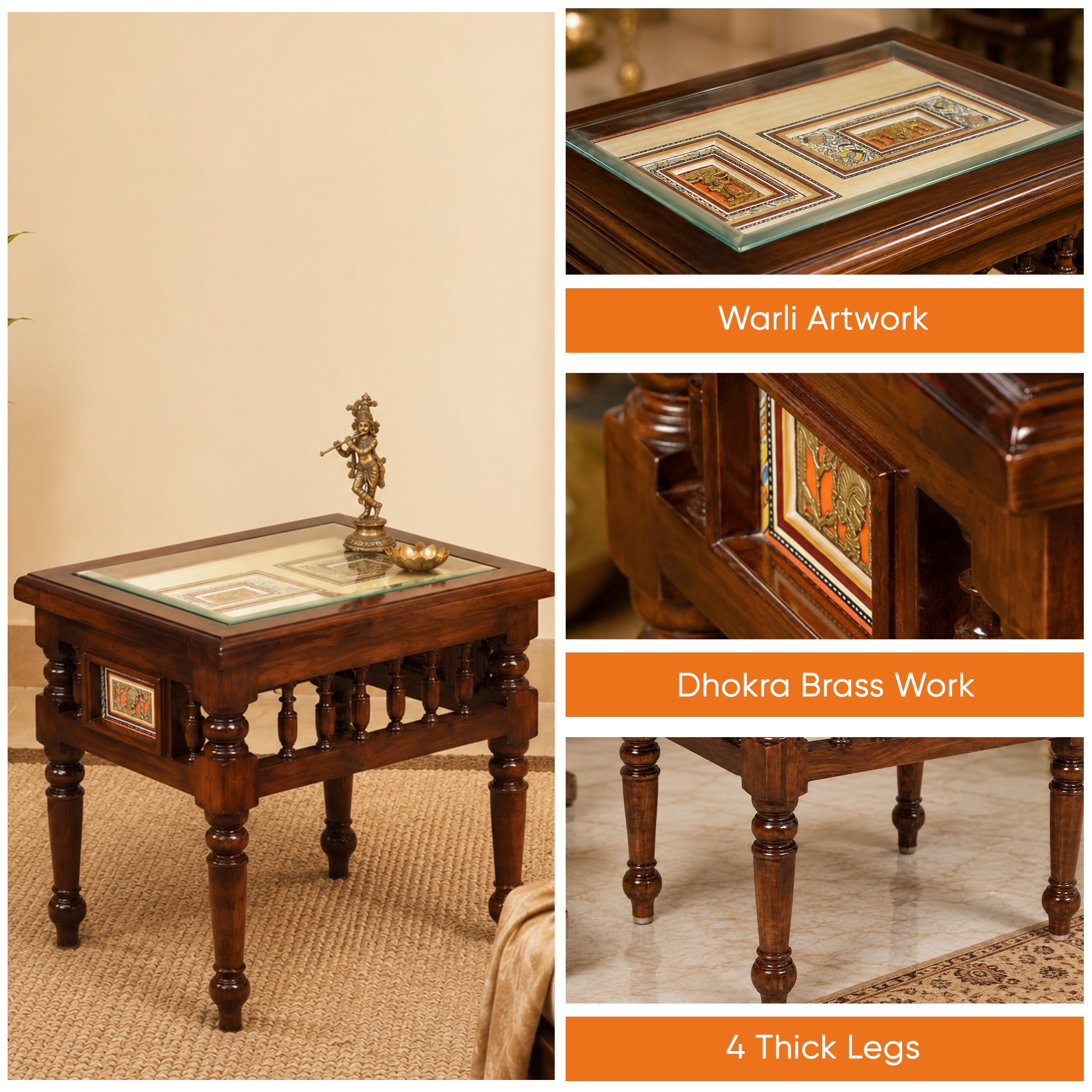 Yuva-I End Table in Teakwood with Walnut Finish