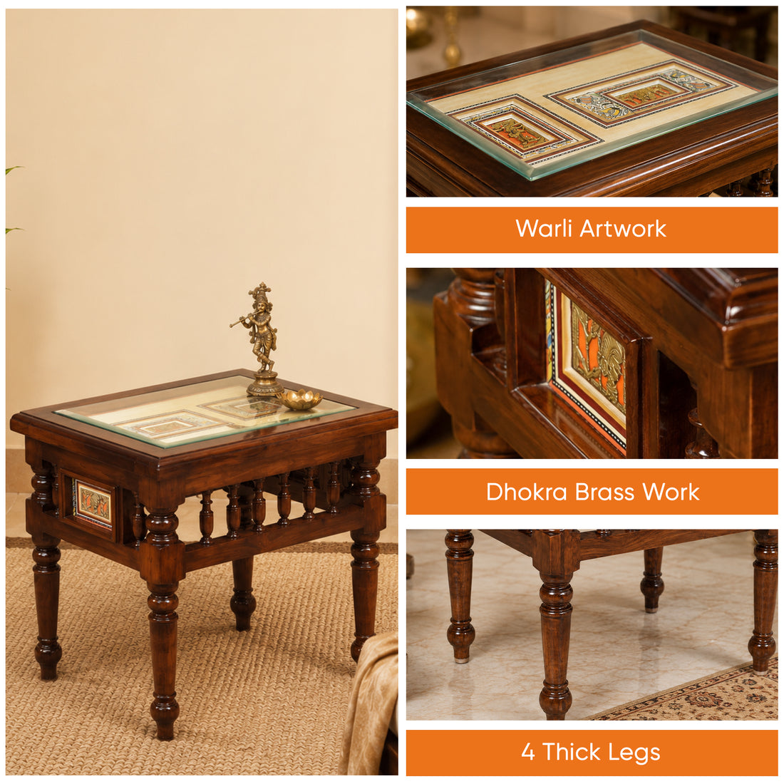 Yuva-I End Table in Teakwood with Walnut Finish