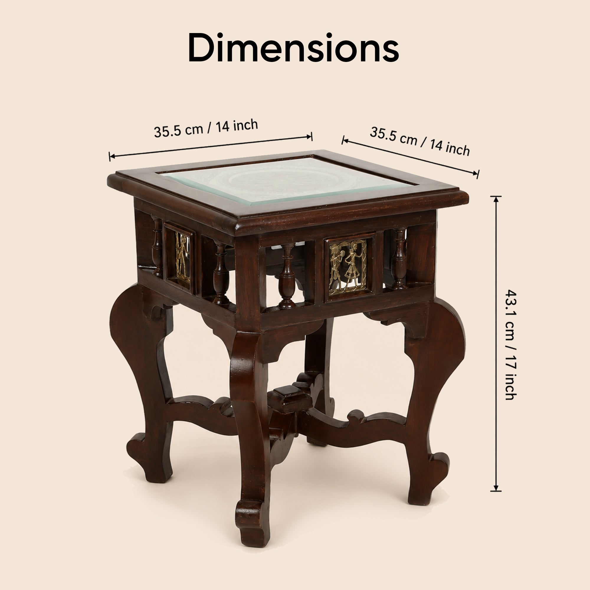 Yuge End Table in Teakwood with Walnut Finish (14x14x17)