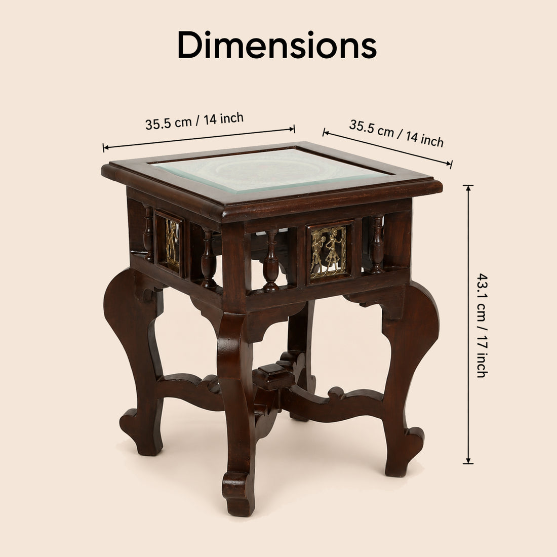 Yuge End Table in Teakwood with Walnut Finish (14x14x17)