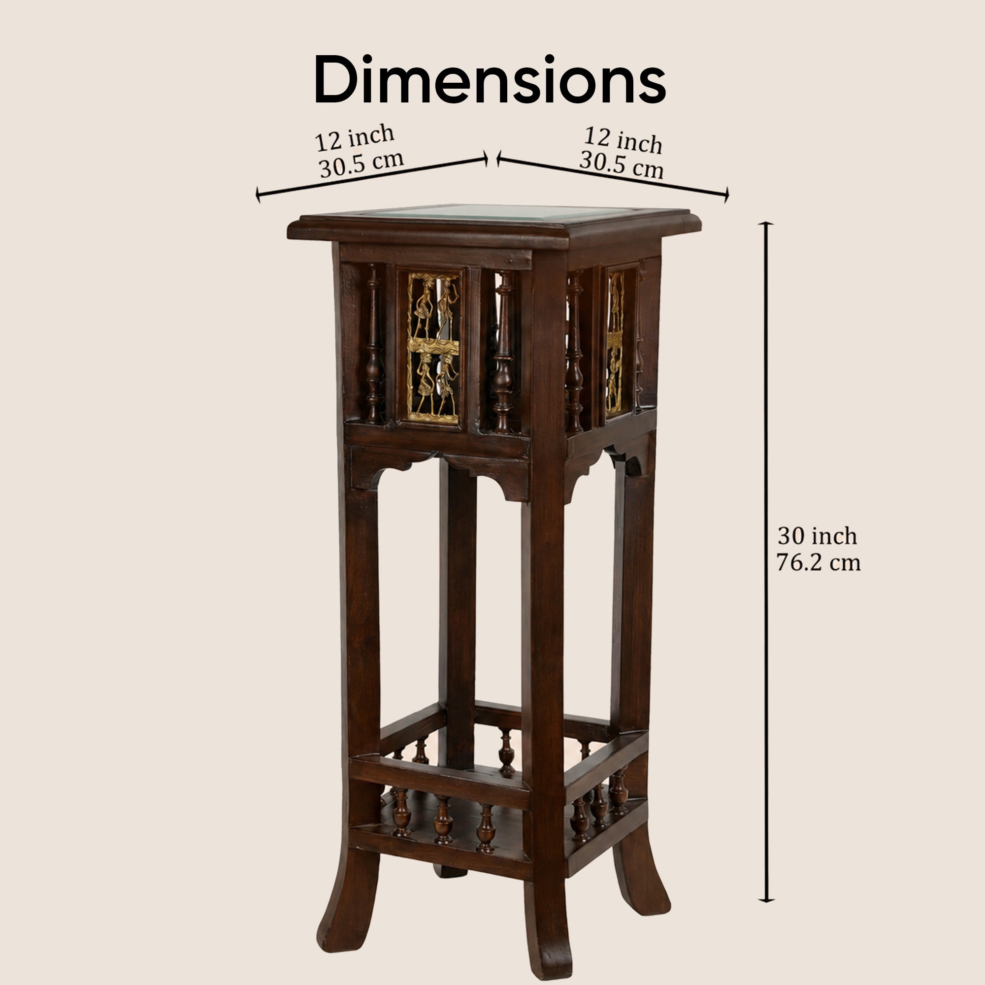 Nyra-II Planter Table in Teakwood with Walnut Finish (12x12x30)