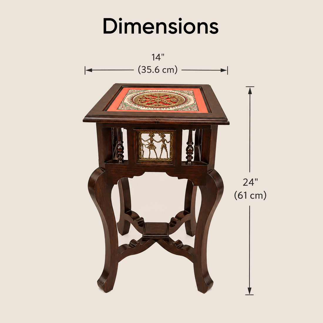 Karma End Table in Teakwood with Walnut Finish (14x14x24)