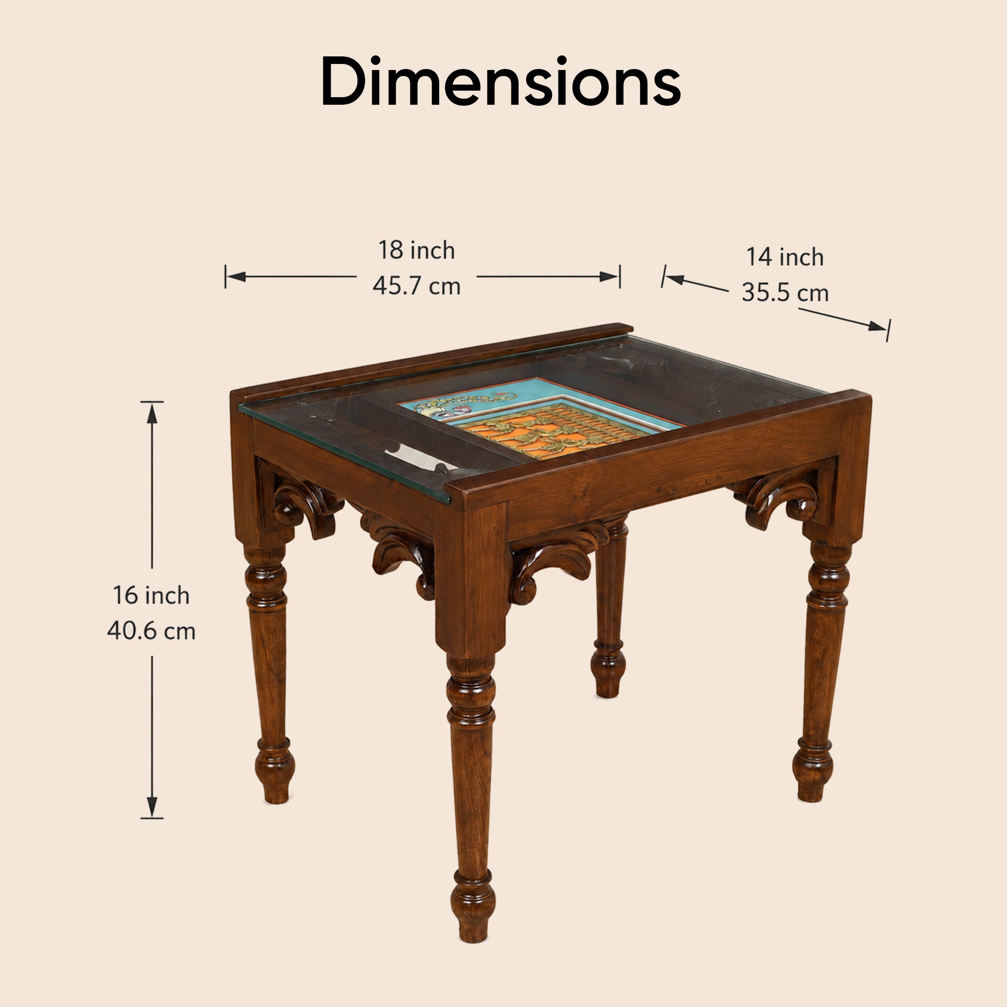 Yule-I End Table in Teakwood with Walnut Finish