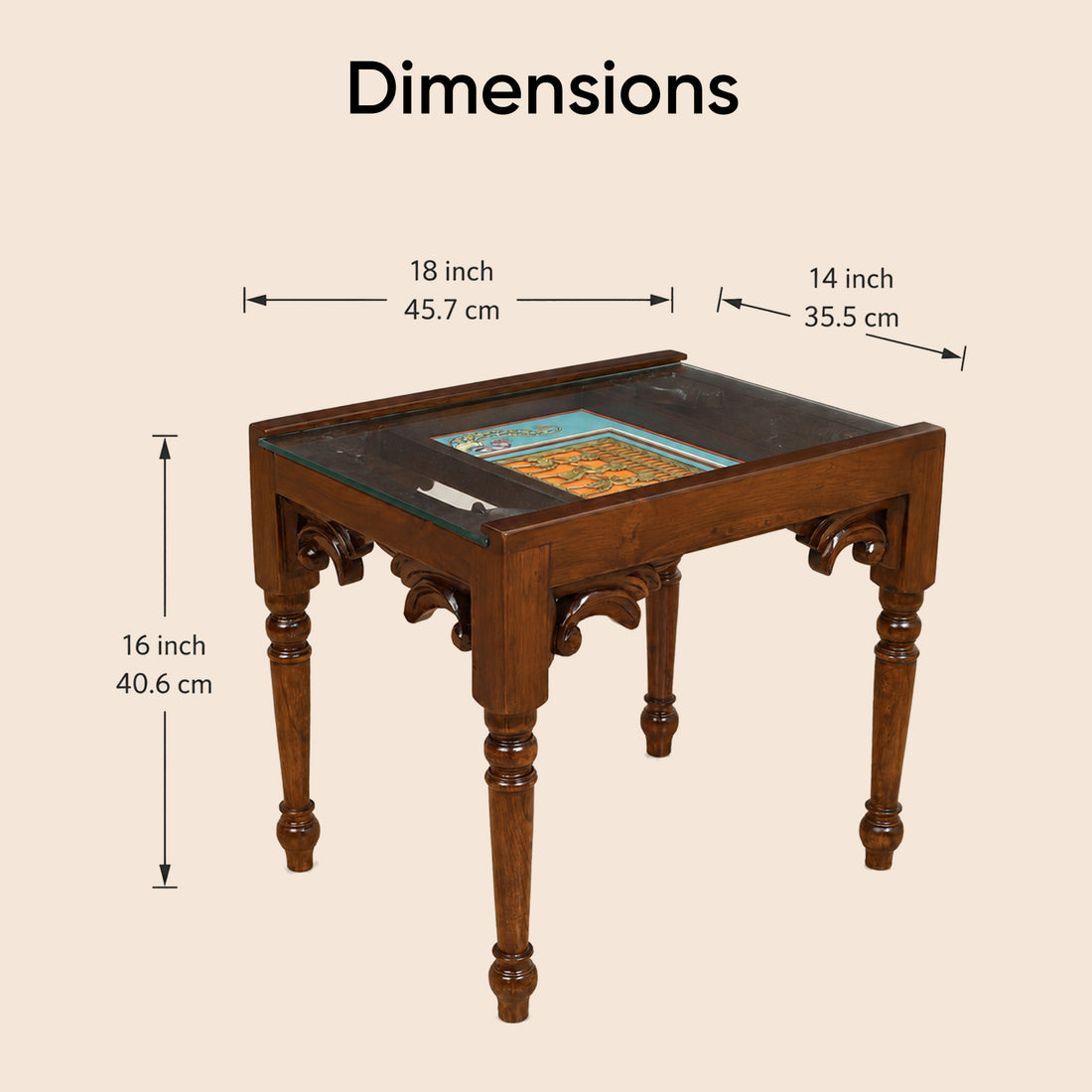 Yule-I End Table in Teakwood with Walnut Finish