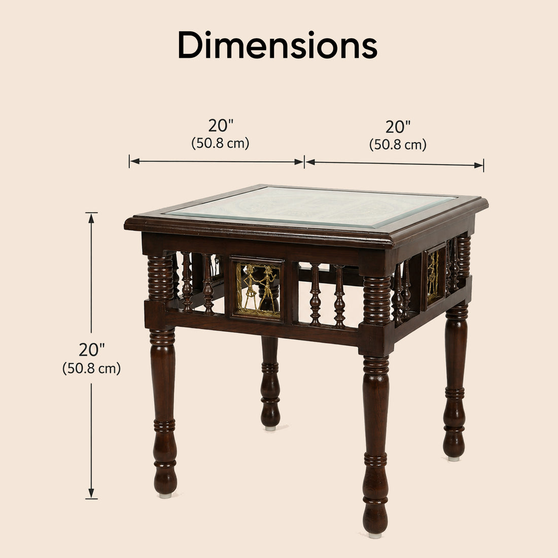 Yuge-III End Table in Teakwood with Walnut Finish (20x20x20)