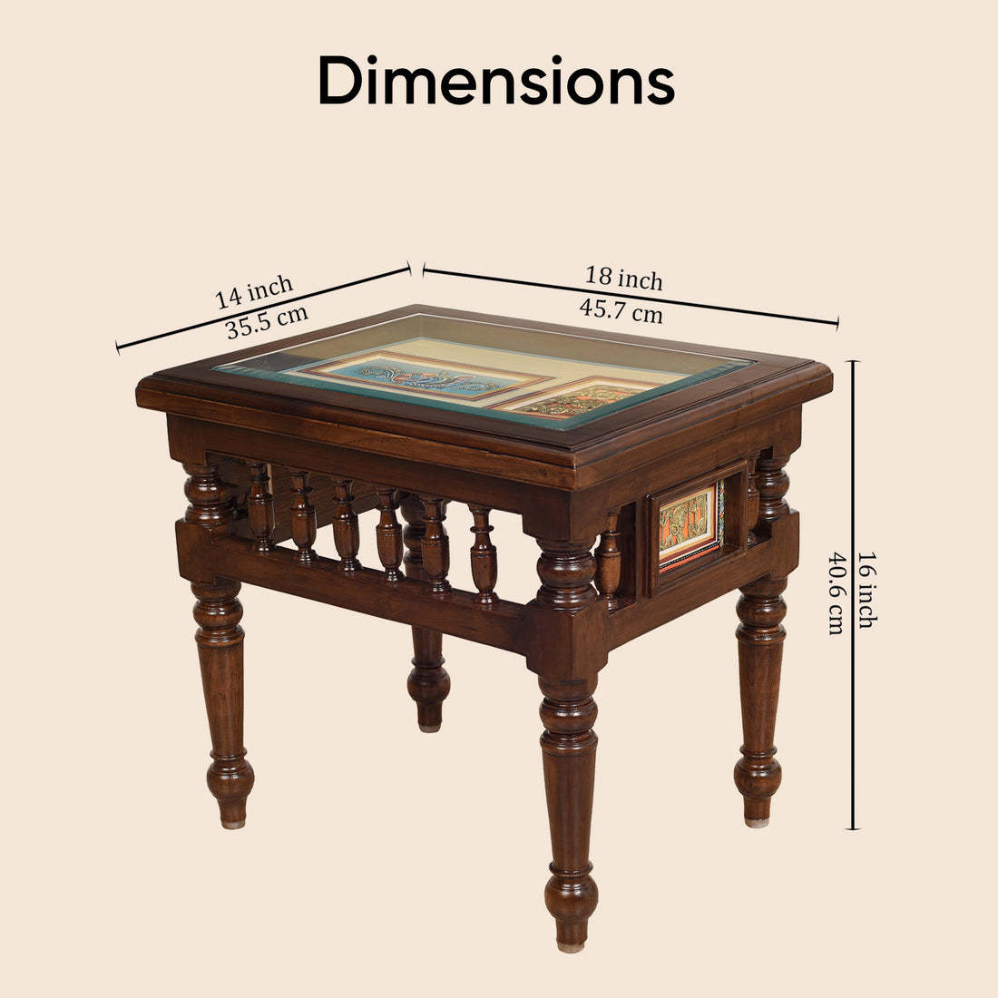 Yuva End Table in Teakwood with Walnut Finish