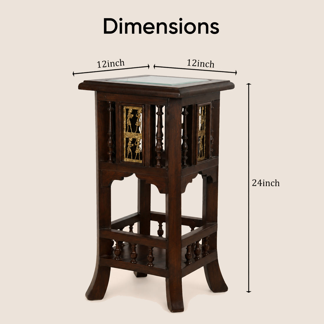Nyra Planter Table in Teakwood with Walnut Finish (12x12x24)