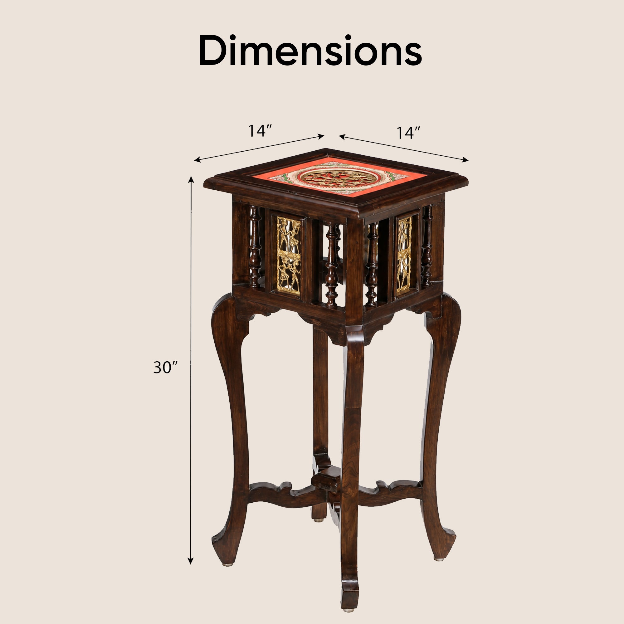 Shahi End Table in Teakwood with Walnut Finish (14x14x30)