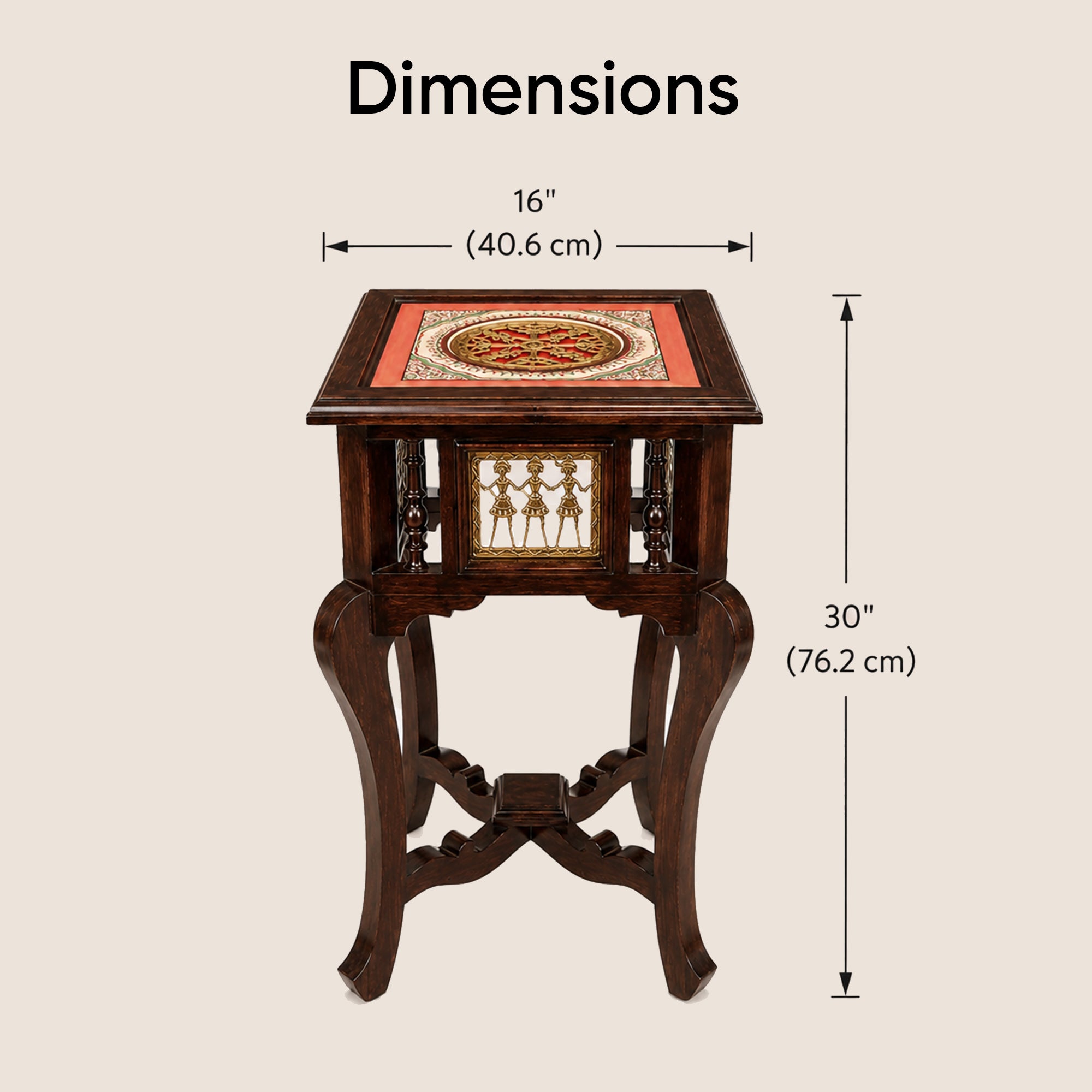 Nirvan End Table in Teakwood with Walnut Finish (16x16x30)