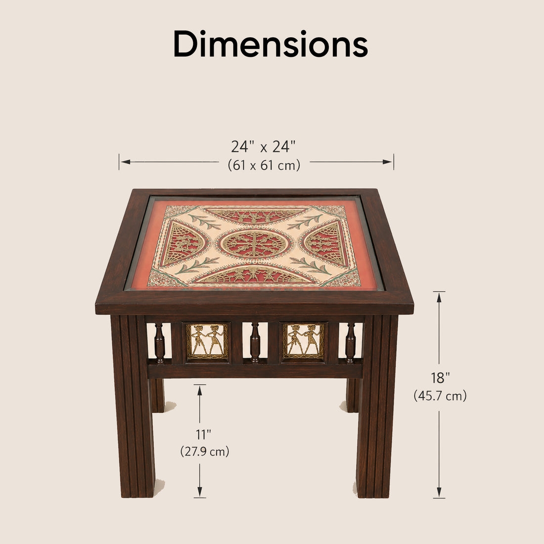 Zudra End Table in Teakwood with Walnut Finish (24x24x18)