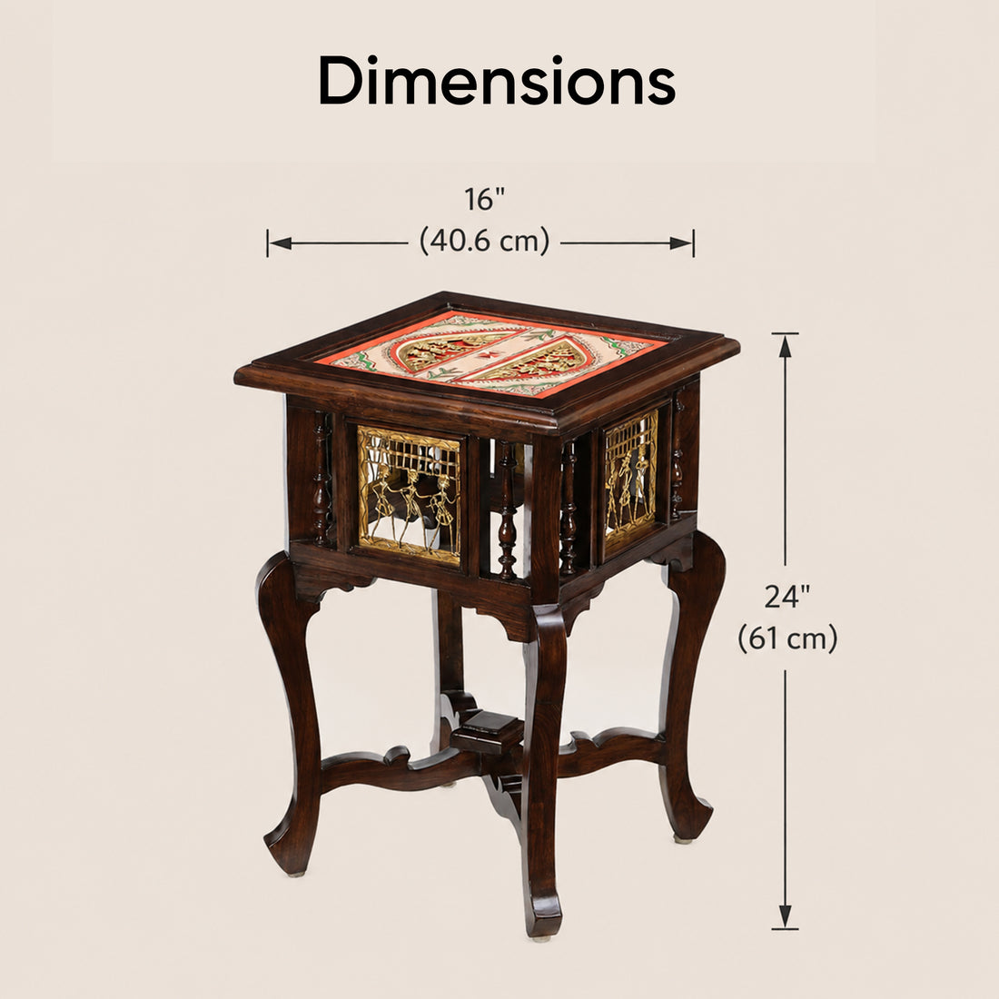 Harbi End Table in Teakwood with Walnut Finish (16x16x24)