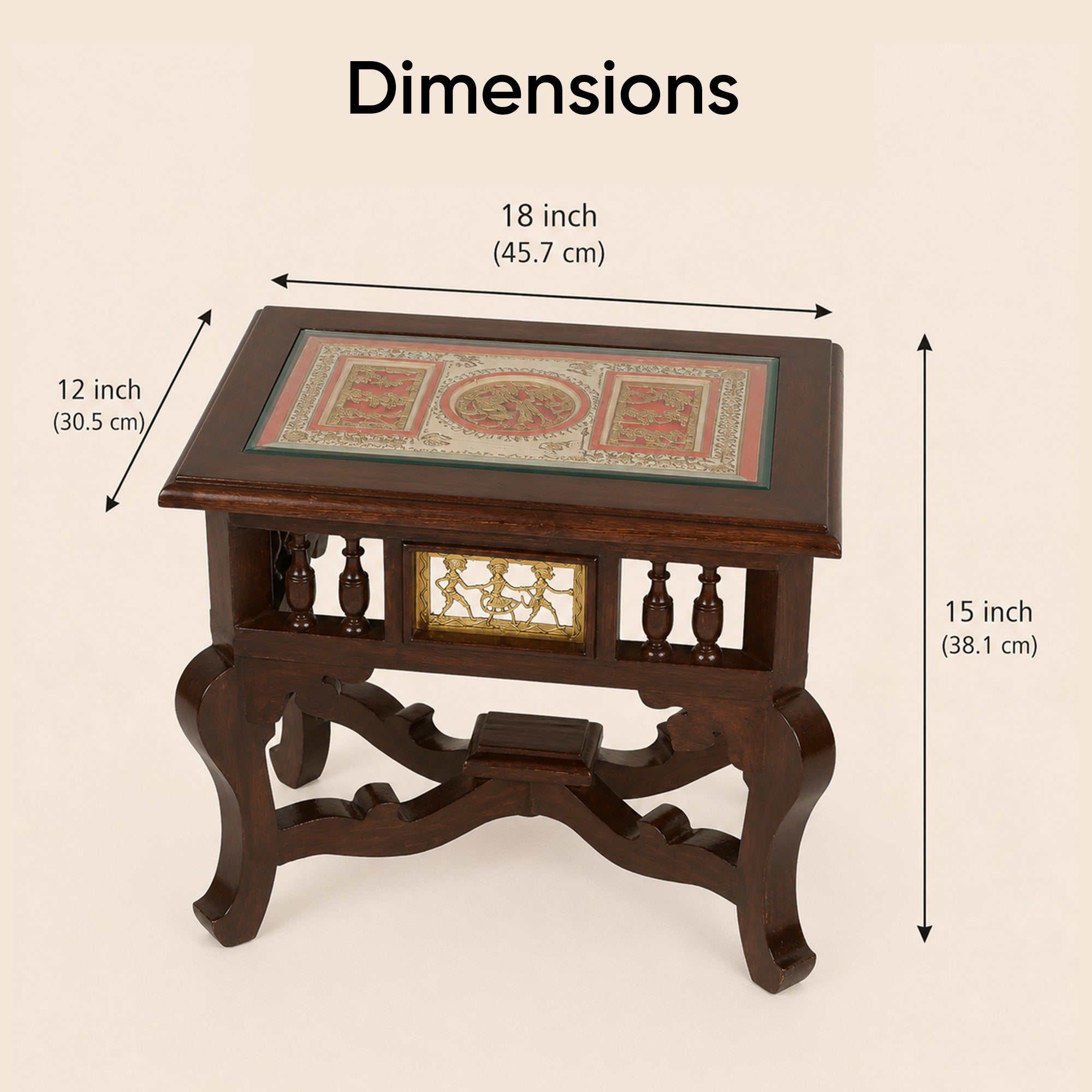Yuge-II End Table in Teakwood with Walnut Finish (18x12x15)