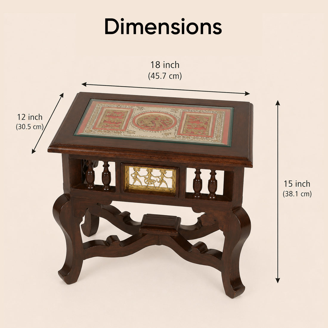 Yuge-II End Table in Teakwood with Walnut Finish (18x12x15)