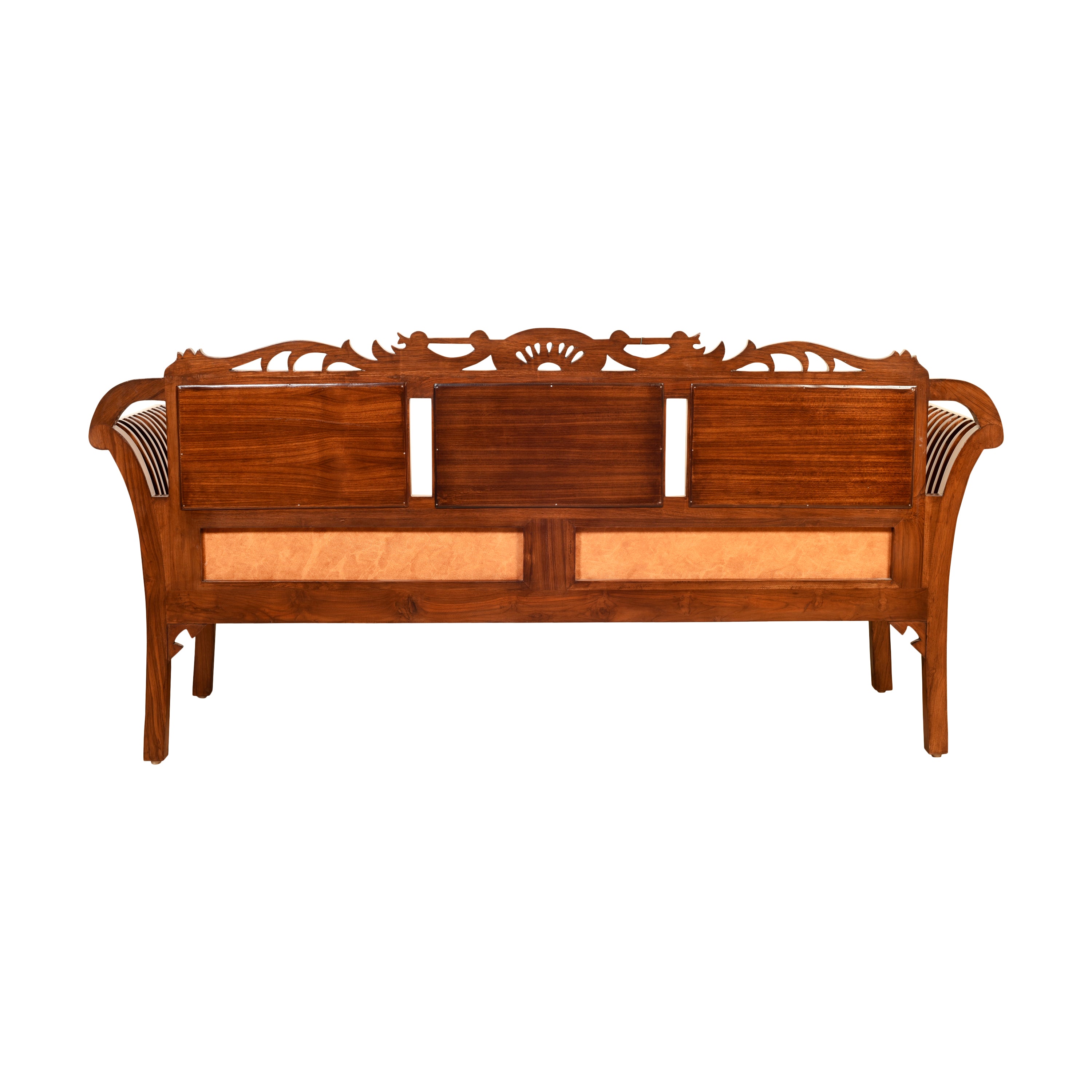 Alpa-I Three Seater Sofa with Cushioned Seat and Designer Back Rest in Walnut Colour (69x22x35)