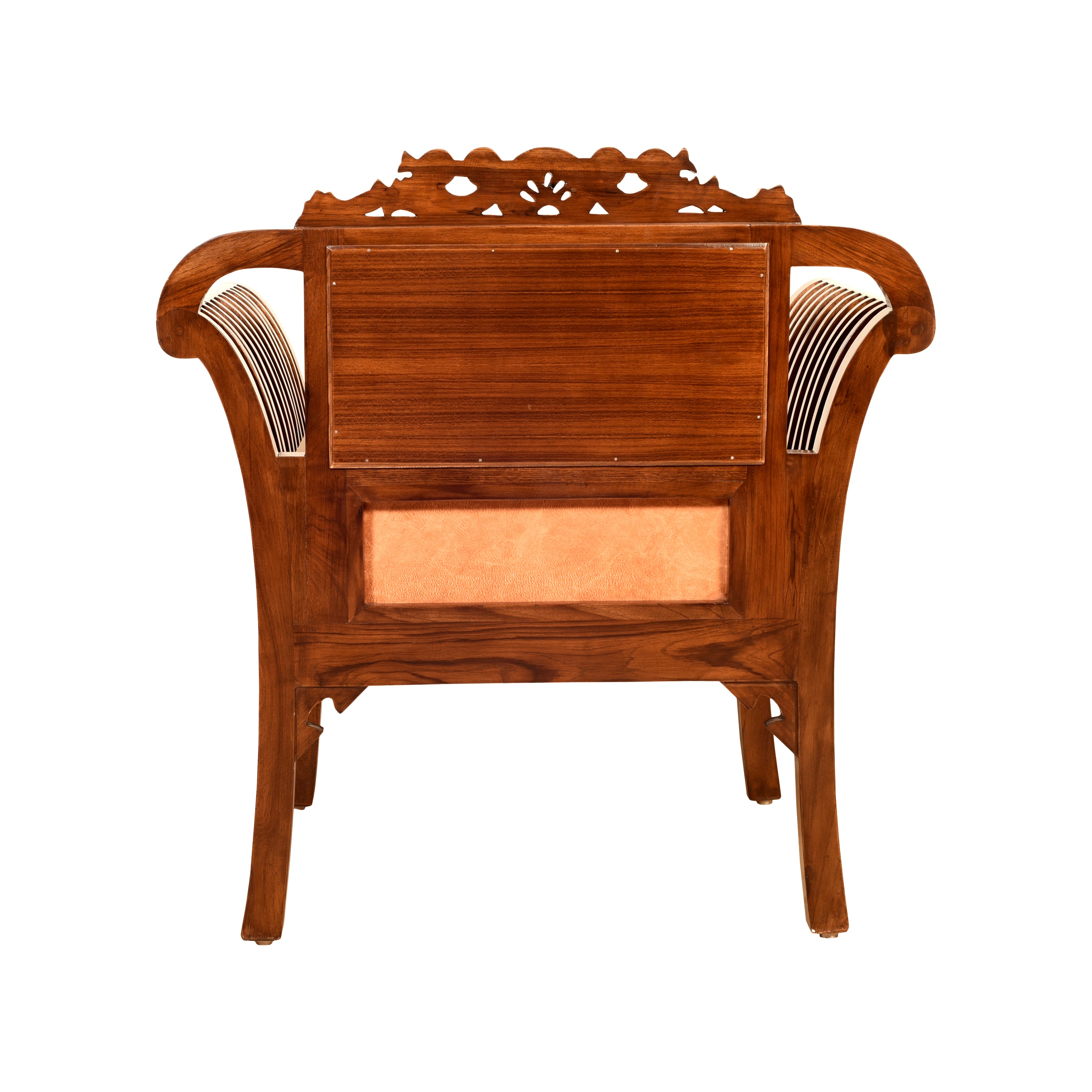 Alpa-I Single Seater Sofa with Cushioned Seat and Designer Back Rest in Walnut Colour (34x22x35)