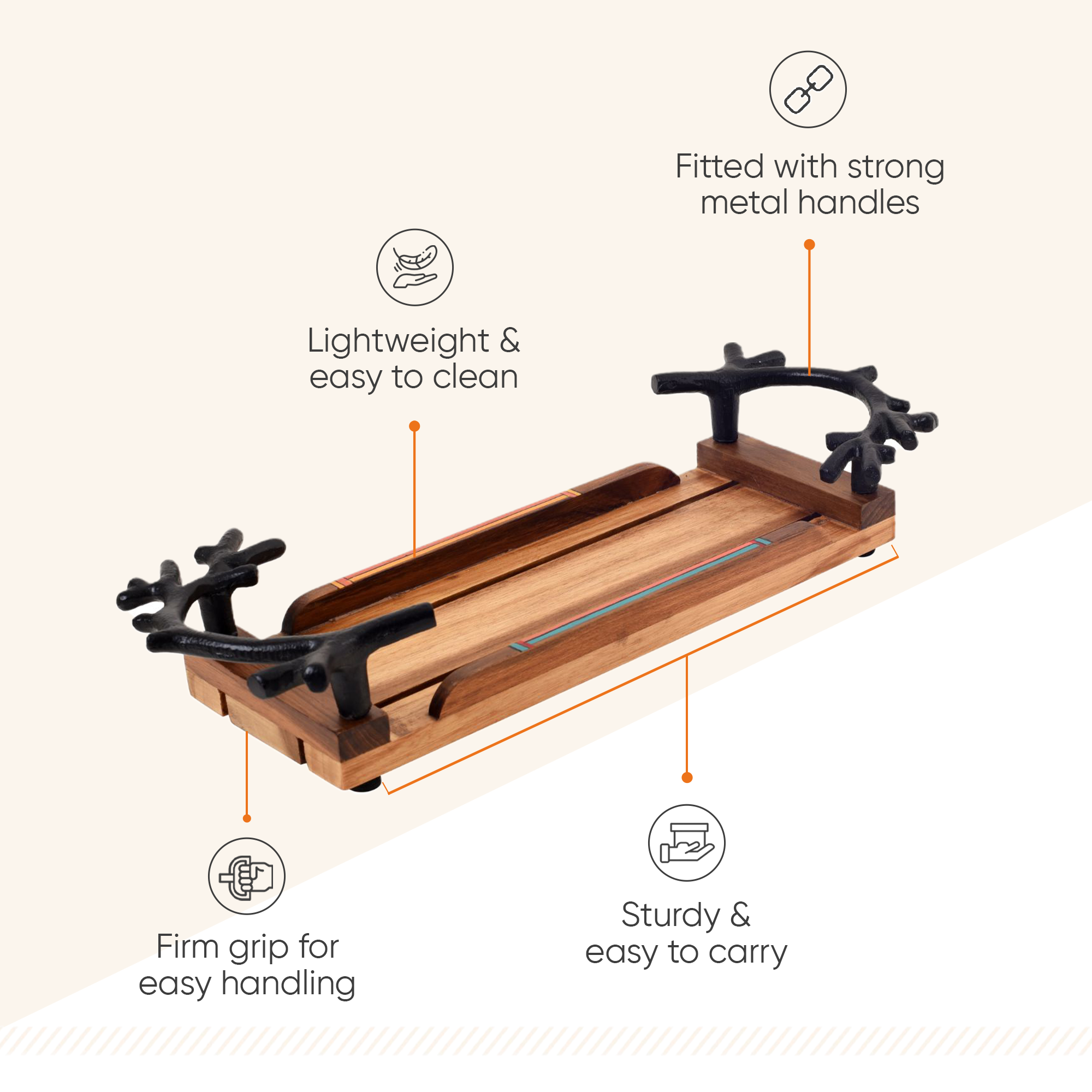 Leaf-Luxe Tray with Trio Jars (Large)