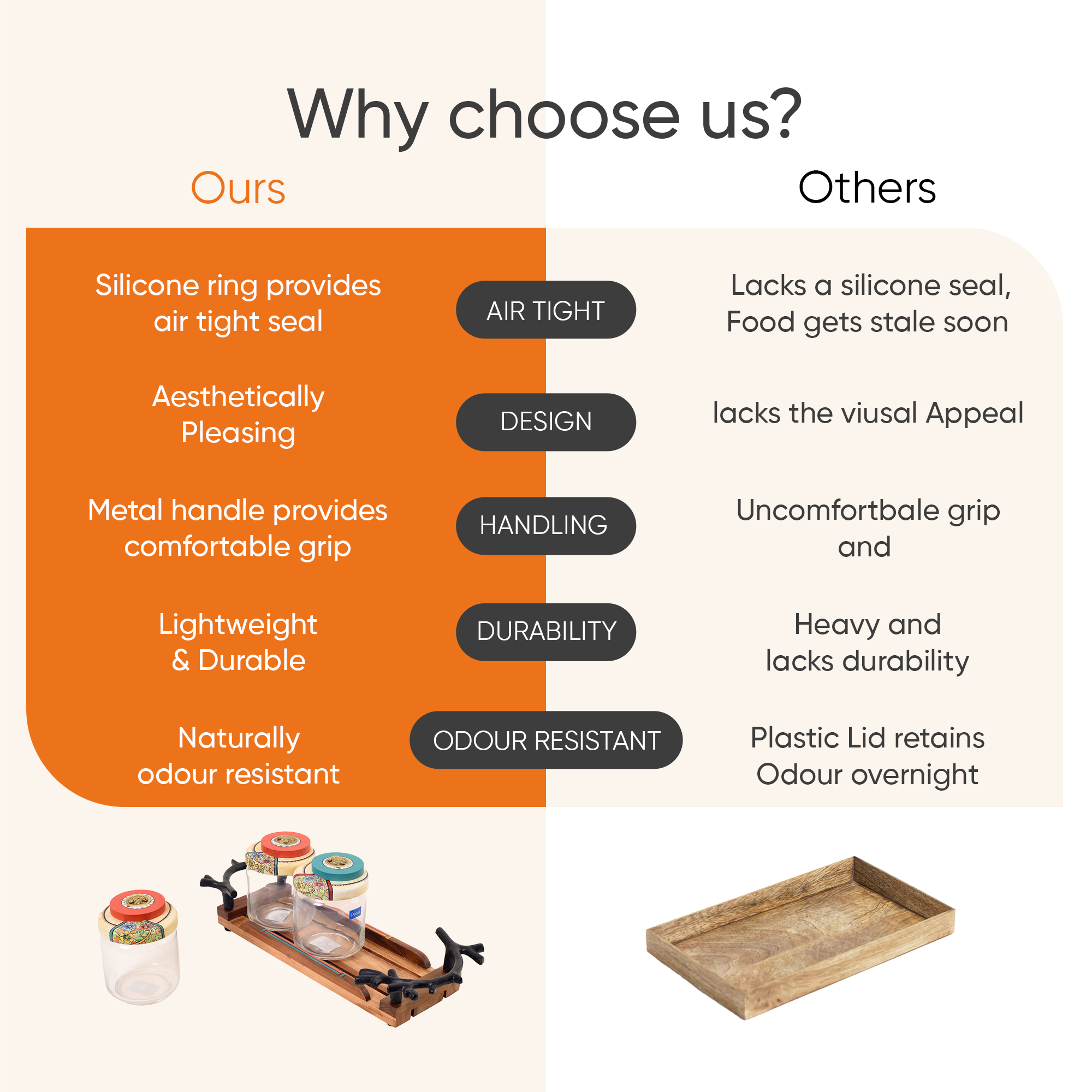 Leaf-Luxe Tray with Trio Jars (Large)