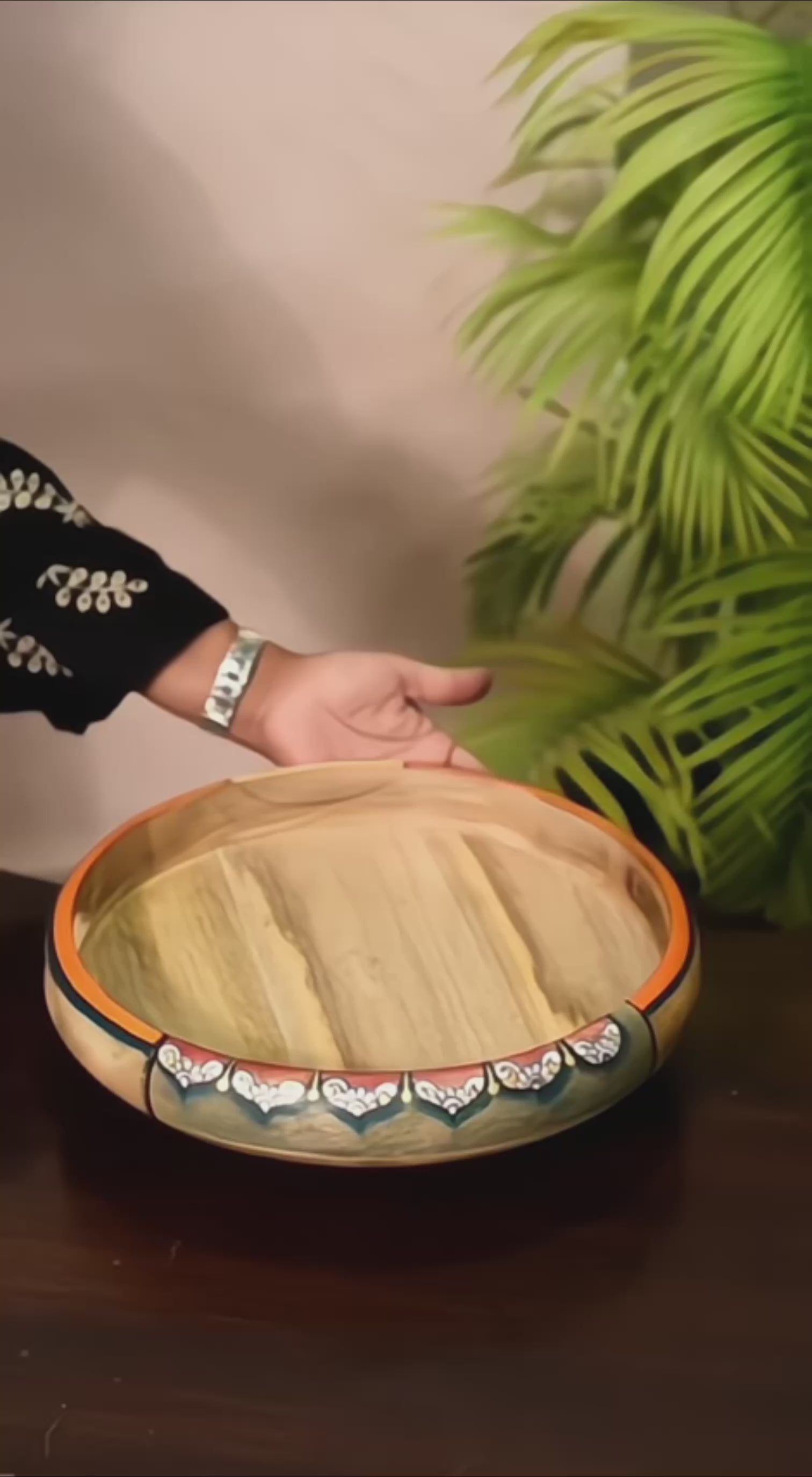 Kapila Handcrafted Wooden 360� Revolving Tray Decorative Rotating Platter for Dining Table and Kitchen