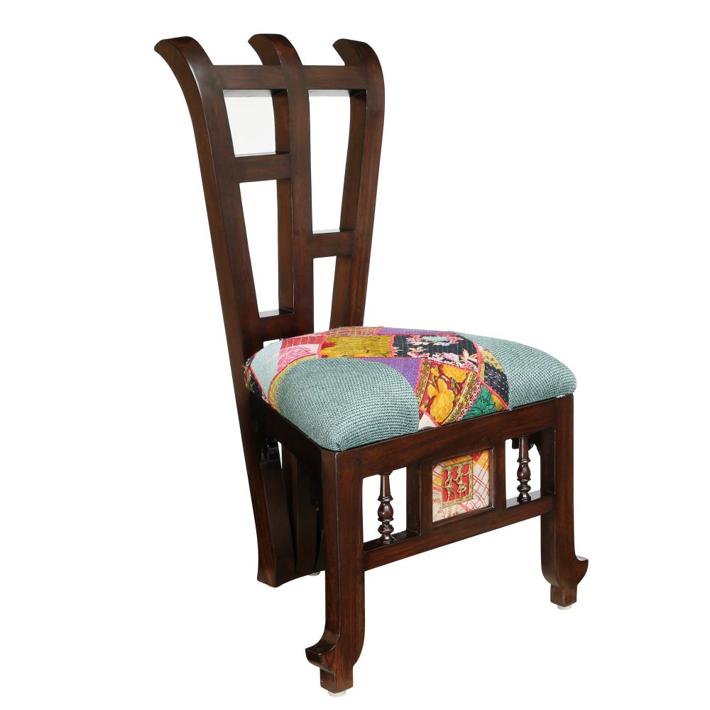 Zrava Slipper Chair with Stylish Backrest in Teakwood with Walnut Finish (20x21x34)