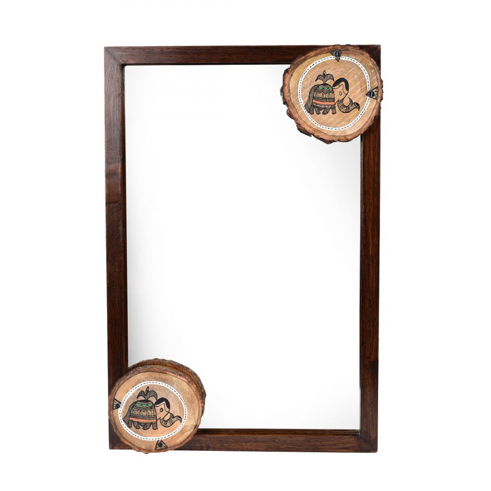 Mirror Handcrafted with Round Madhubani Tiles (12x18)