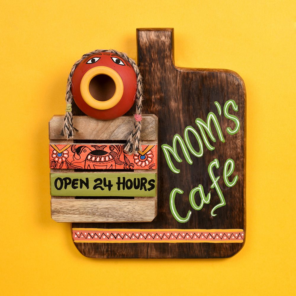 Kitchen Decor "Mom's Cafe" Handcrafted  (7.5x2.5x9)