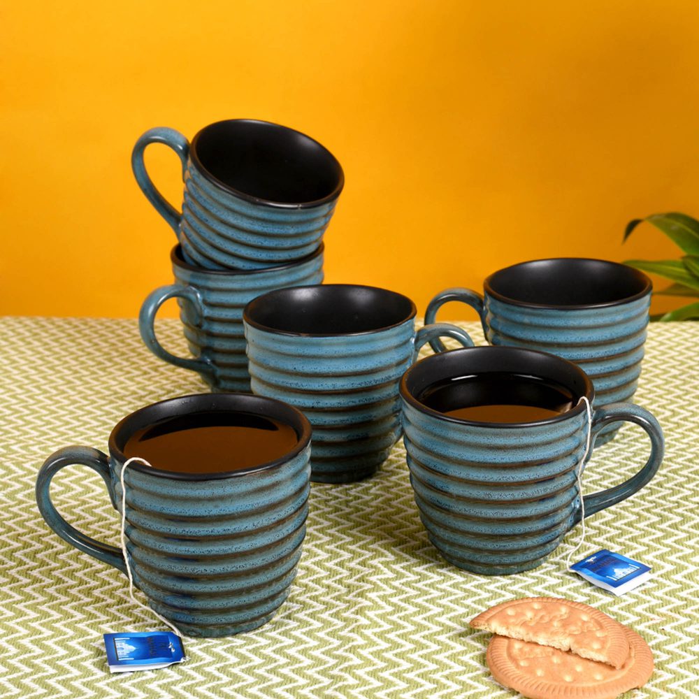 Cup Ceramic Blue (Set of 6) (4x3x3)