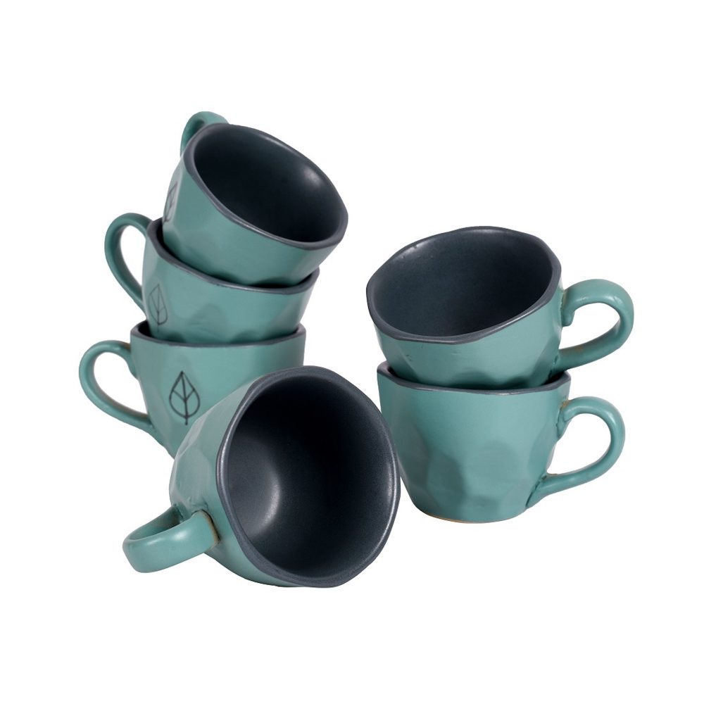 Cup Ceramic Aqua (Set of 6) (4.5x3.2x2.5)