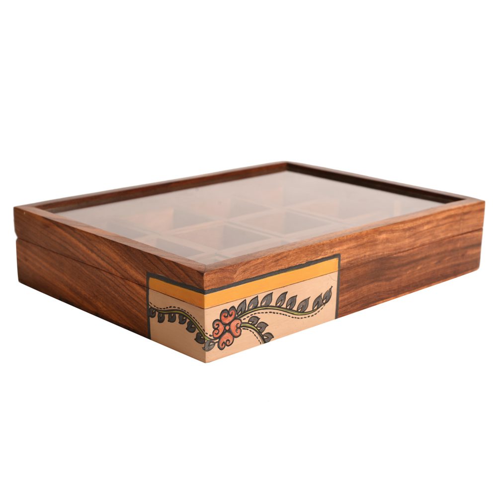 Jewllery Box Handcrafted 12 Slots Madhubani Wooden (11x8x2)