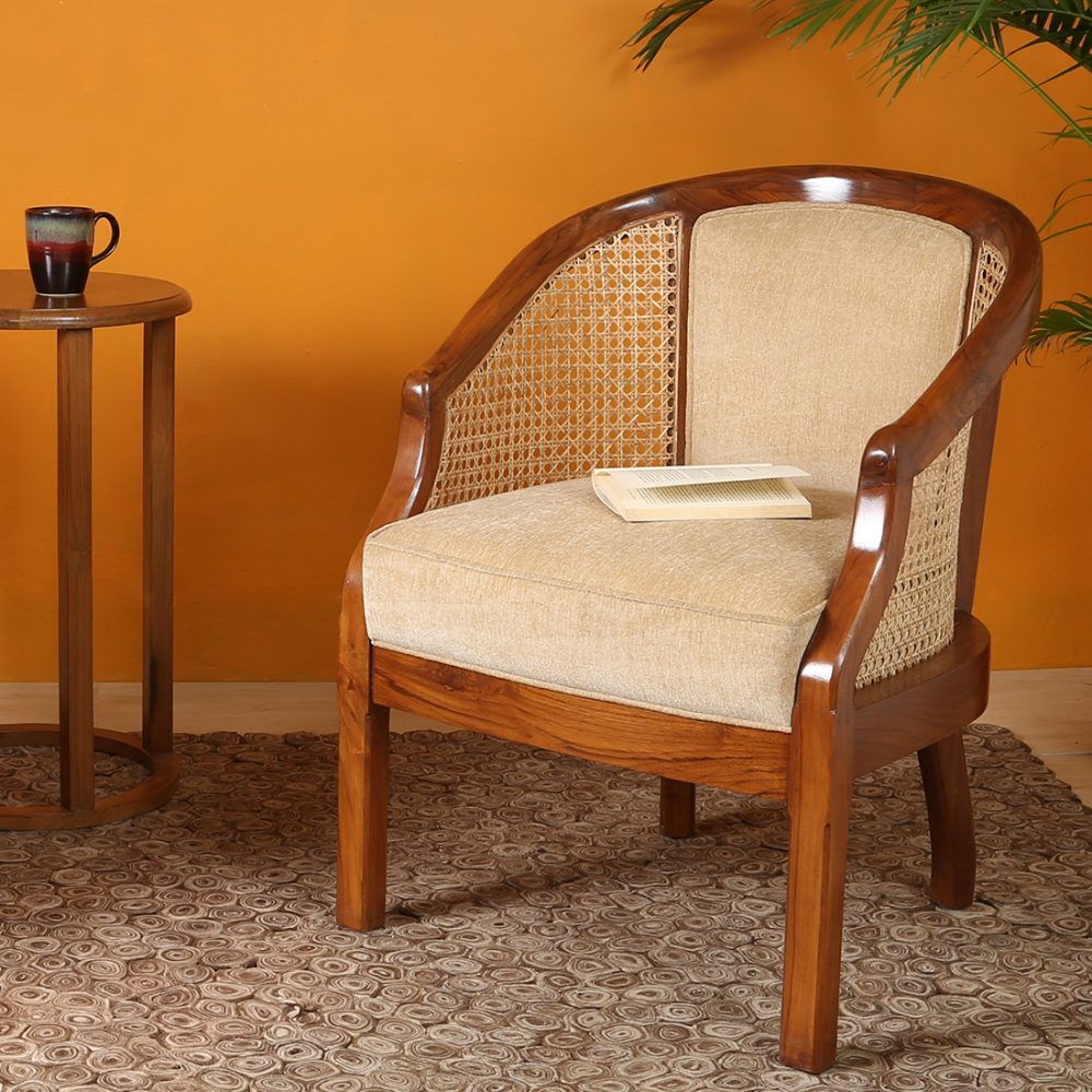 Dura Barrel Single Chair With Cane Work (23x23x32)