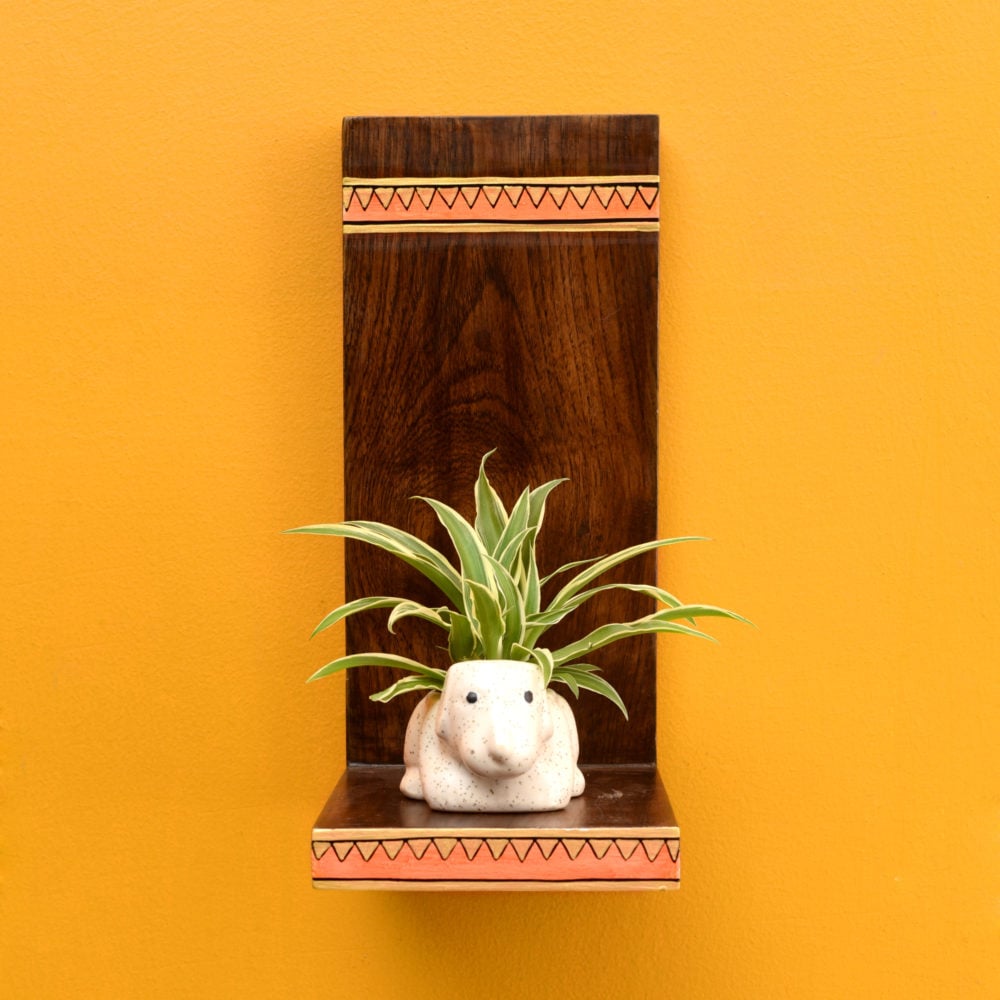 Puppy Wall Decor Shelf with Ceramic Pot (5x7x11)