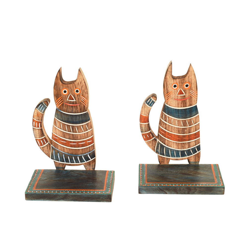 Handcrafted Kitty Kat Bookend in Rosewood (6.5x5x9)